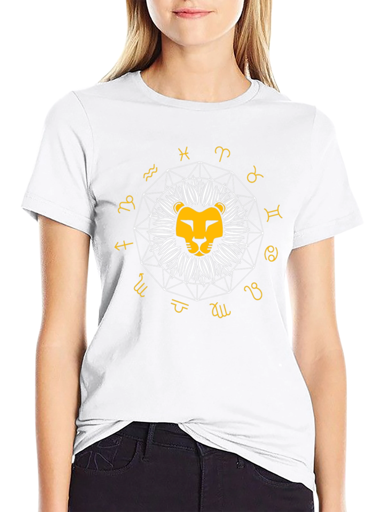 Zodiac Lion Graphic T-Shirt - Black