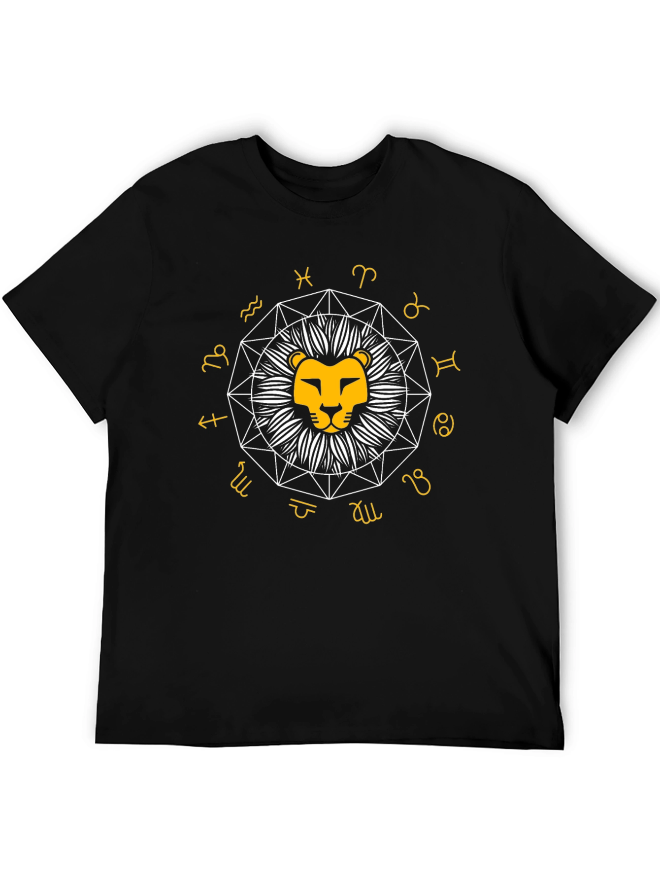 Zodiac Lion Graphic T-Shirt - Black