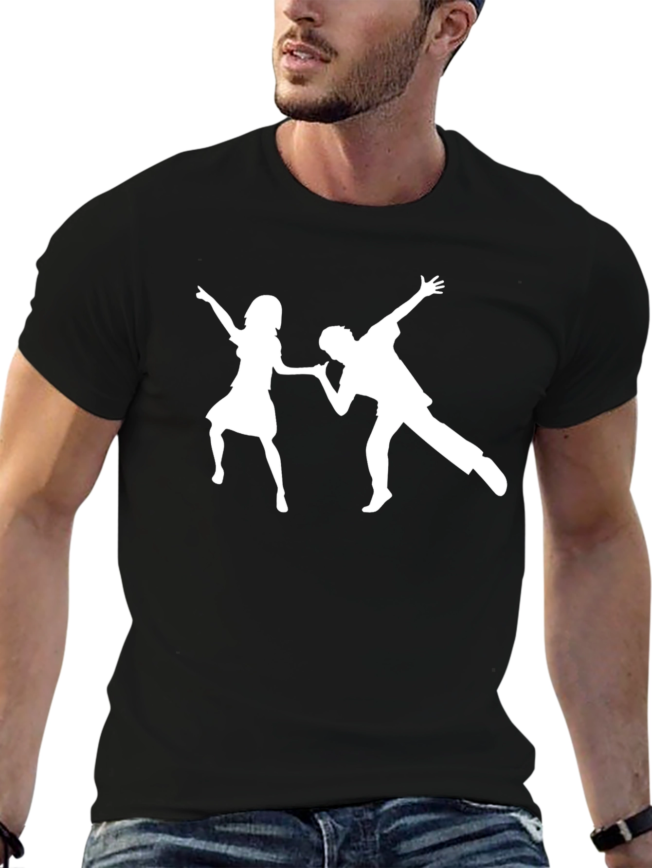 Dancing Couple Graphic Tee - Black Short Sleeve