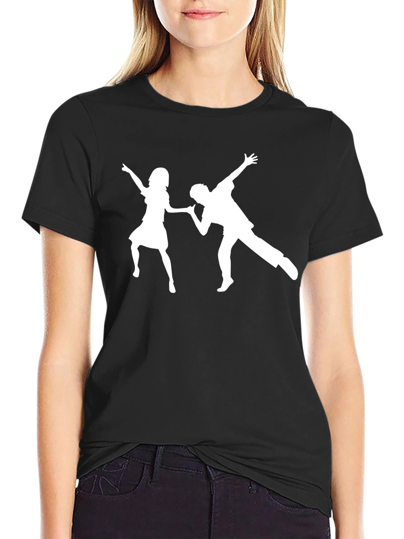 Dancing Couple Graphic Tee - Black Short Sleeve