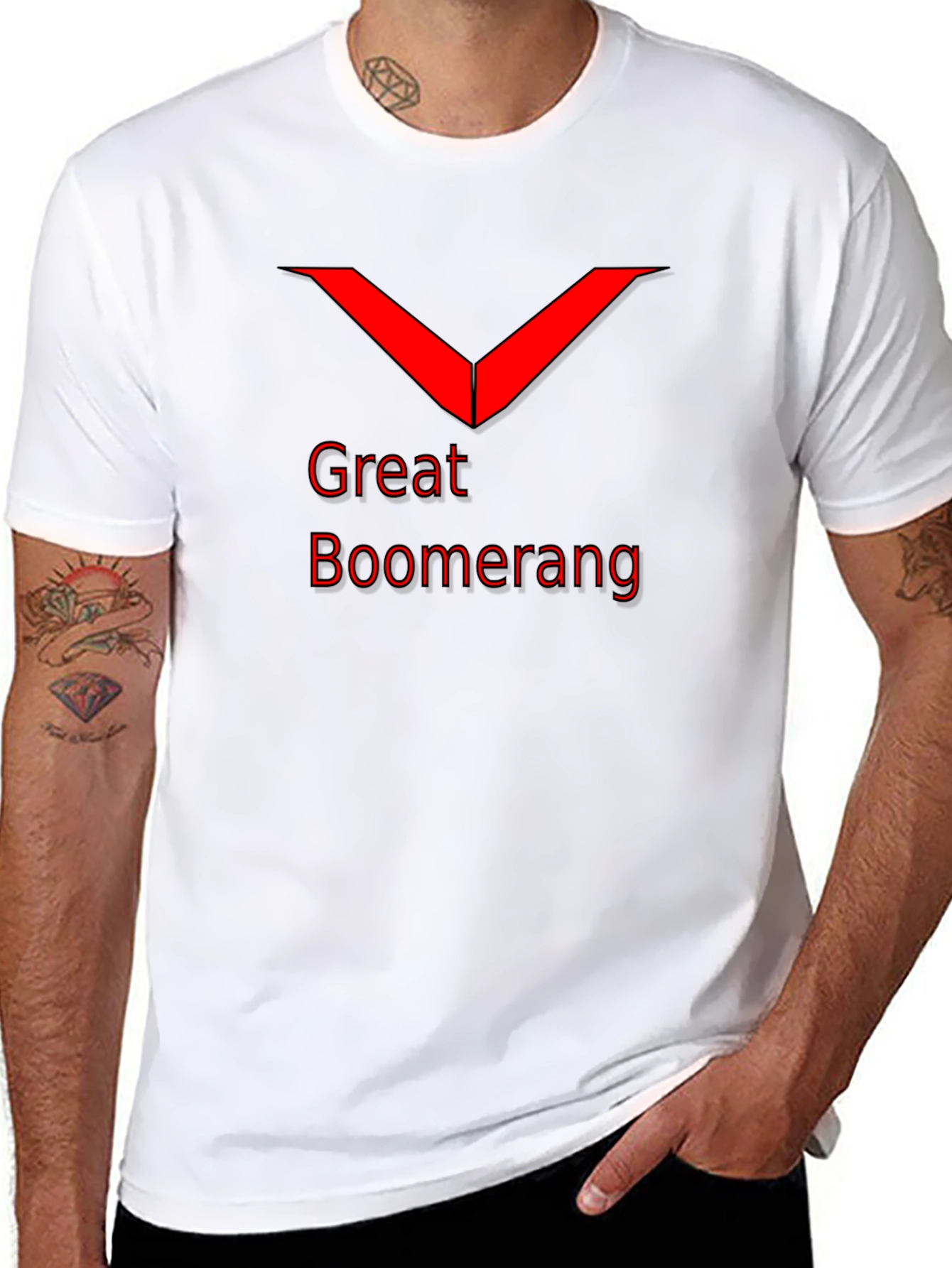 Great Boomerang Red Graphic Black T-Shirt