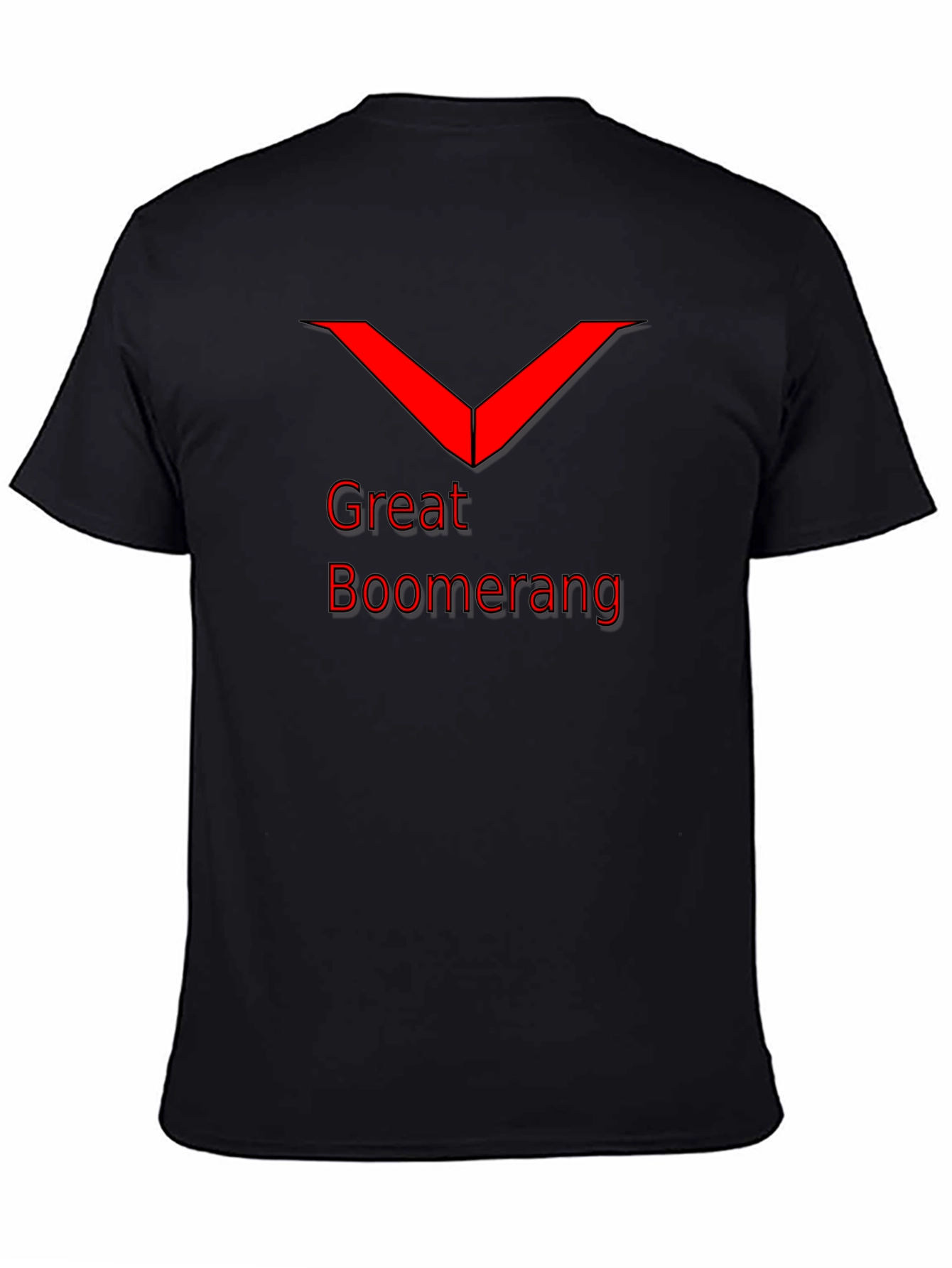 Great Boomerang Red Graphic Black T-Shirt