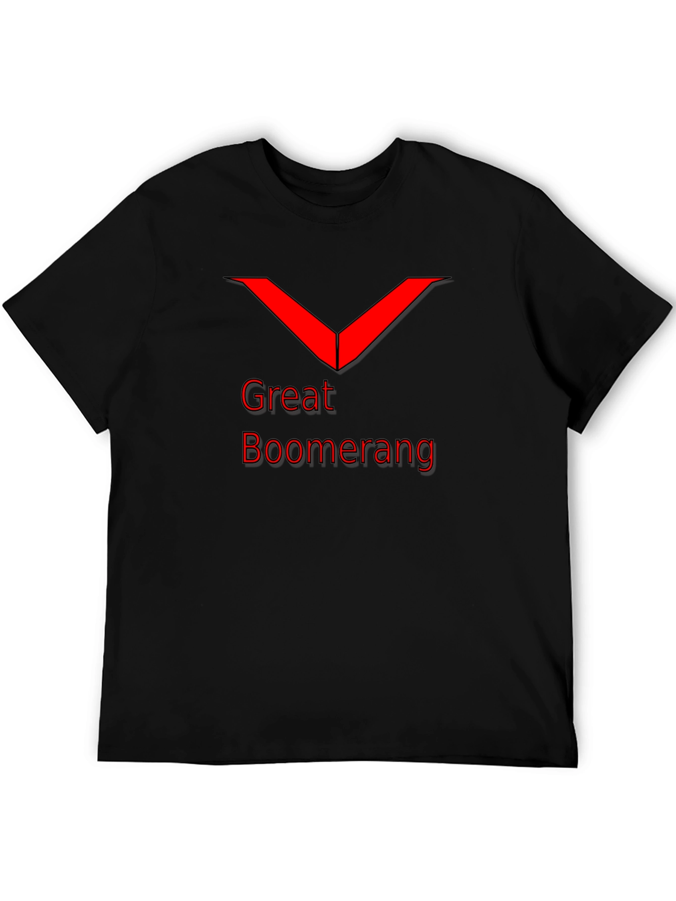 Great Boomerang Red Graphic Black T-Shirt