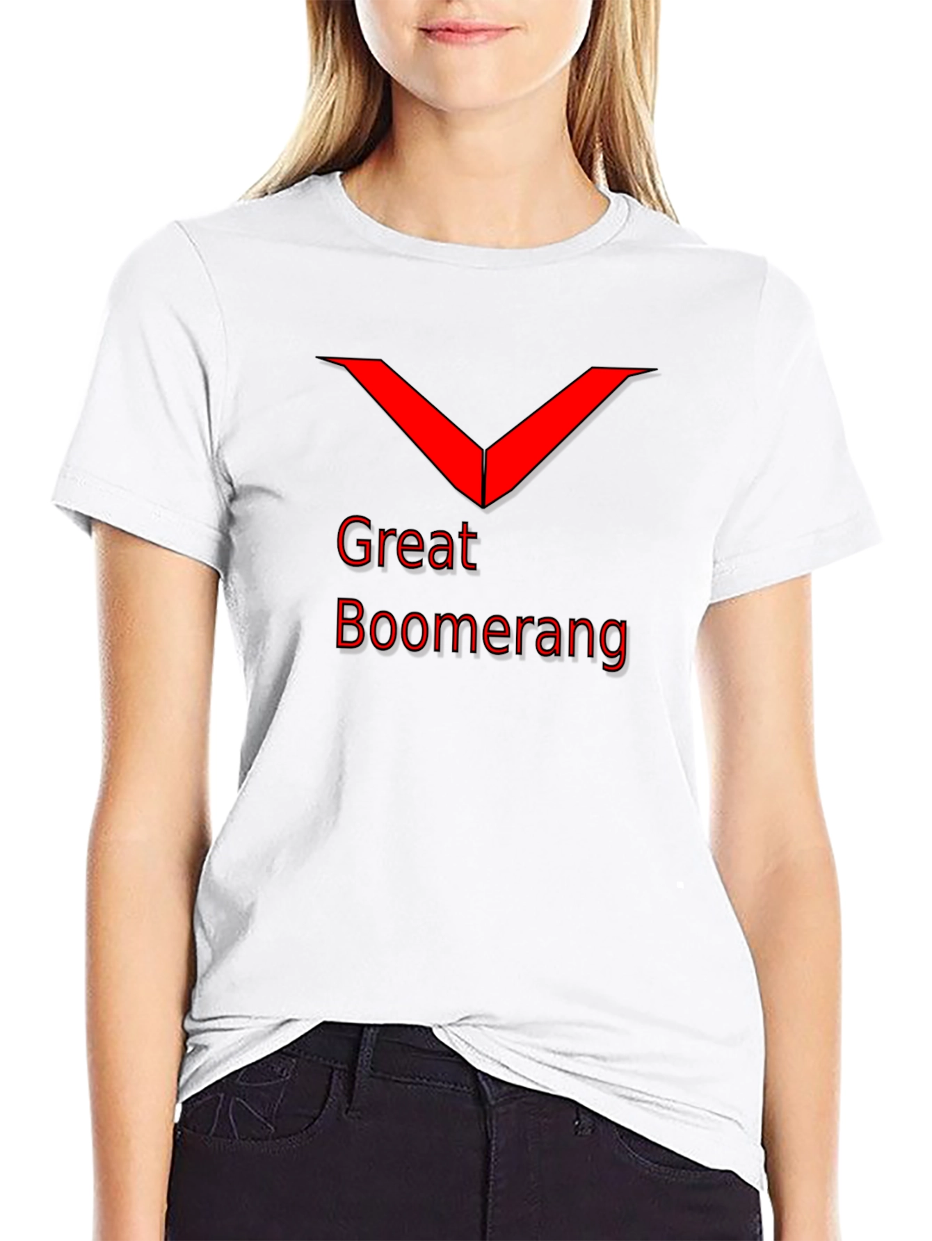 Great Boomerang Red Graphic Black T-Shirt