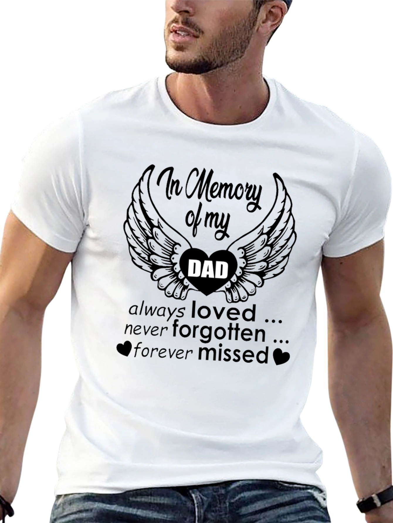 In Memory Of Dad Black T-Shirt