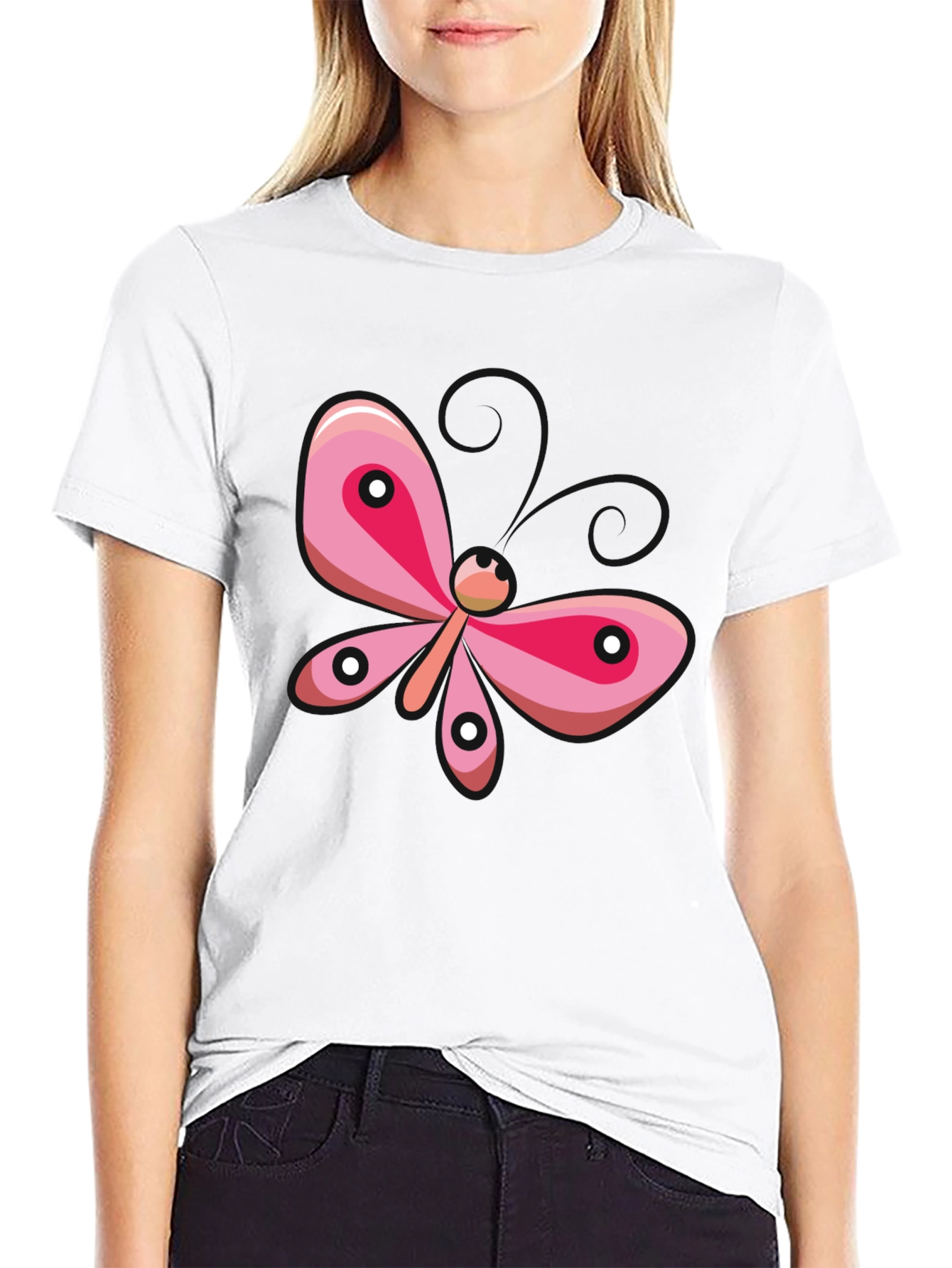 Pink Butterfly Graphic T-Shirt