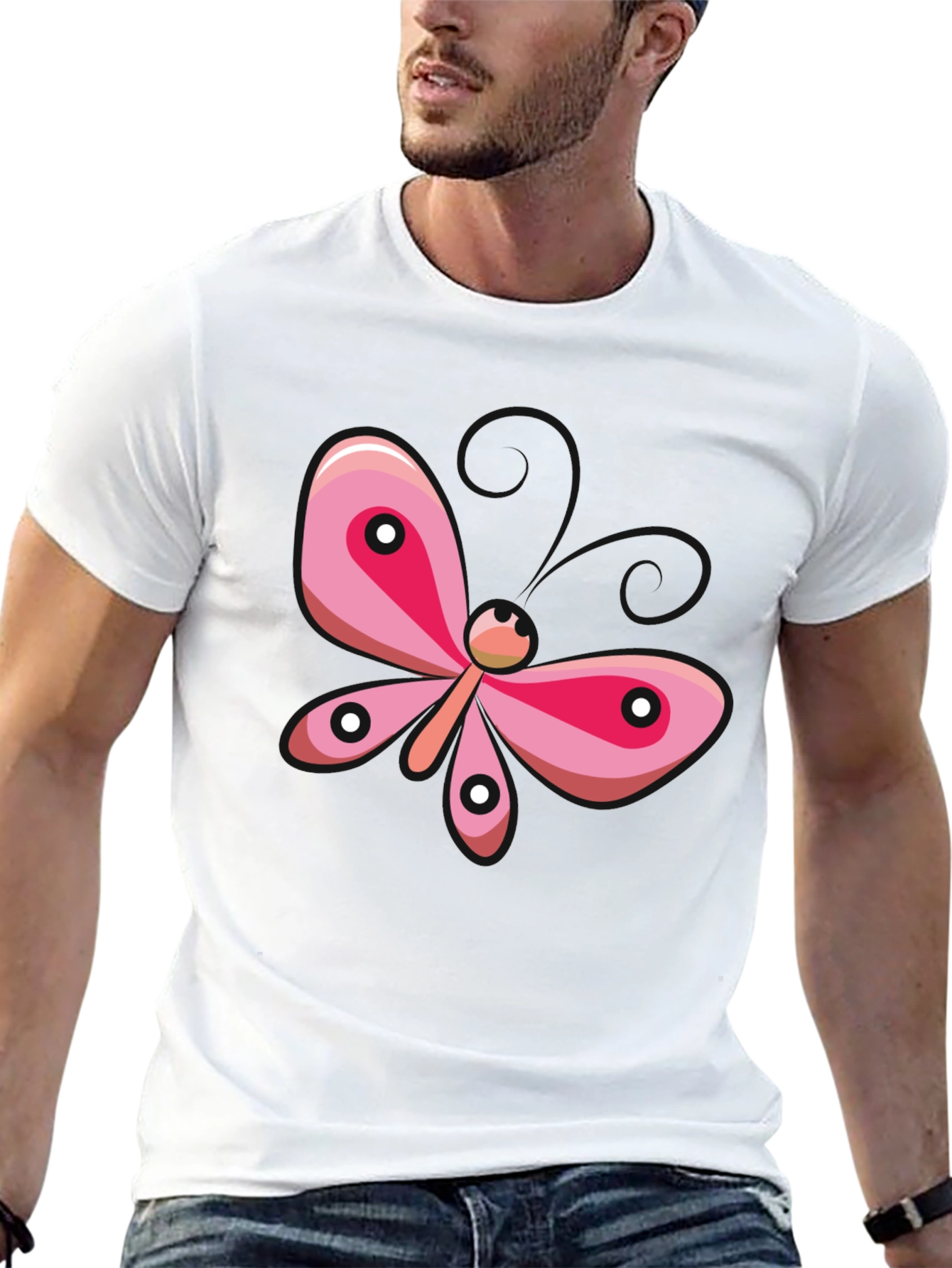 Pink Butterfly Graphic T-Shirt