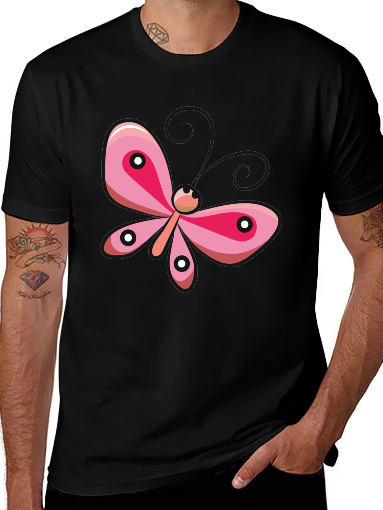 Pink Butterfly Graphic T-Shirt