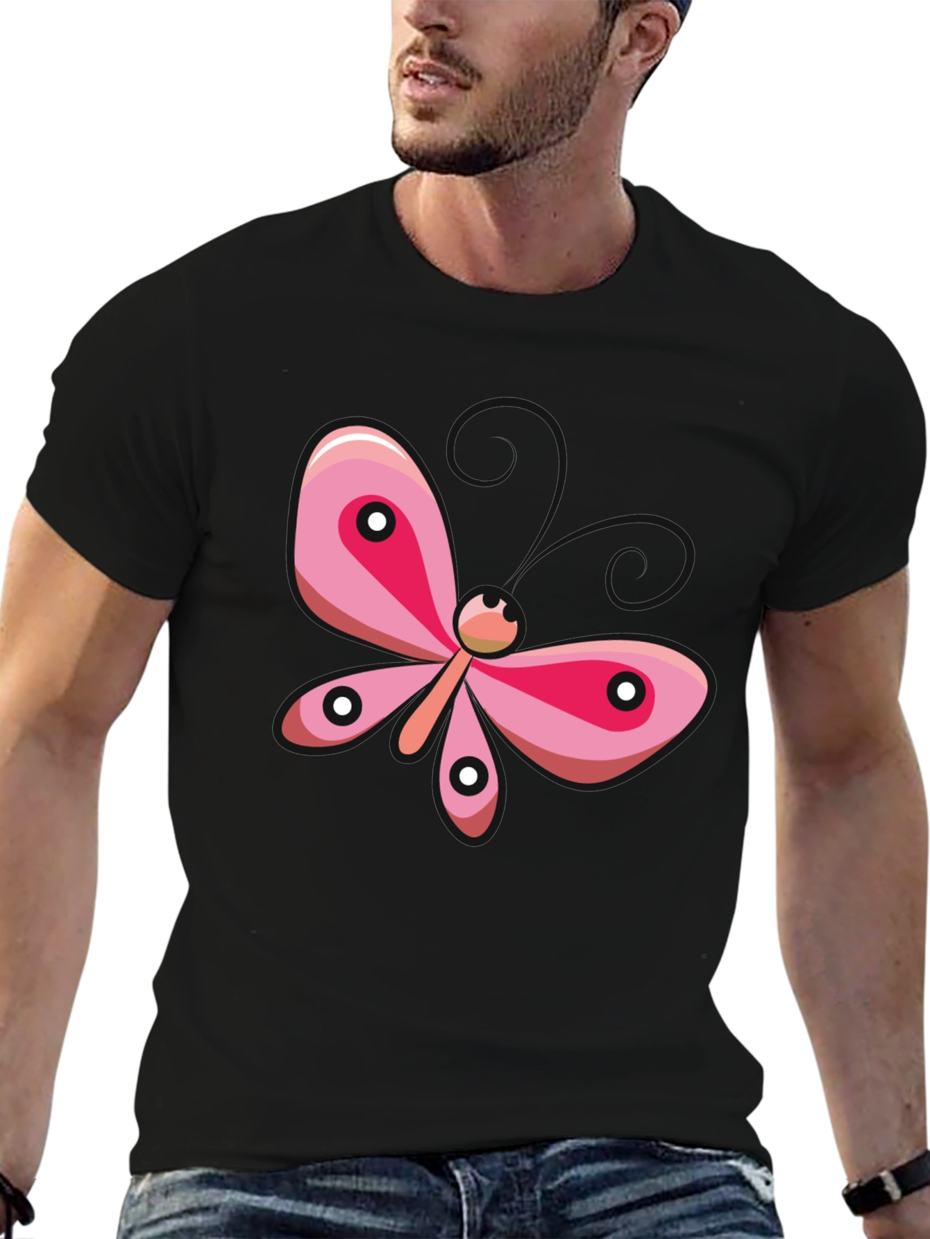 Pink Butterfly Graphic T-Shirt