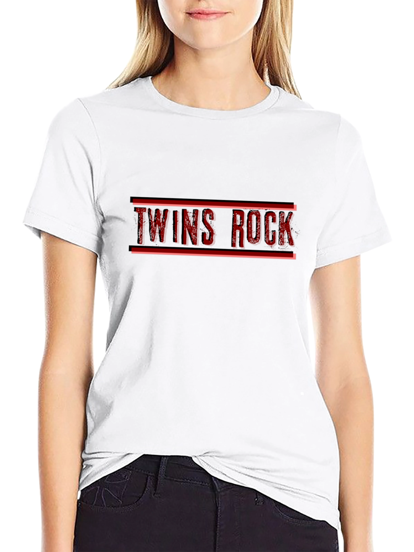 Twins Rock Graphic Tee - Black Cotton T-Shirt