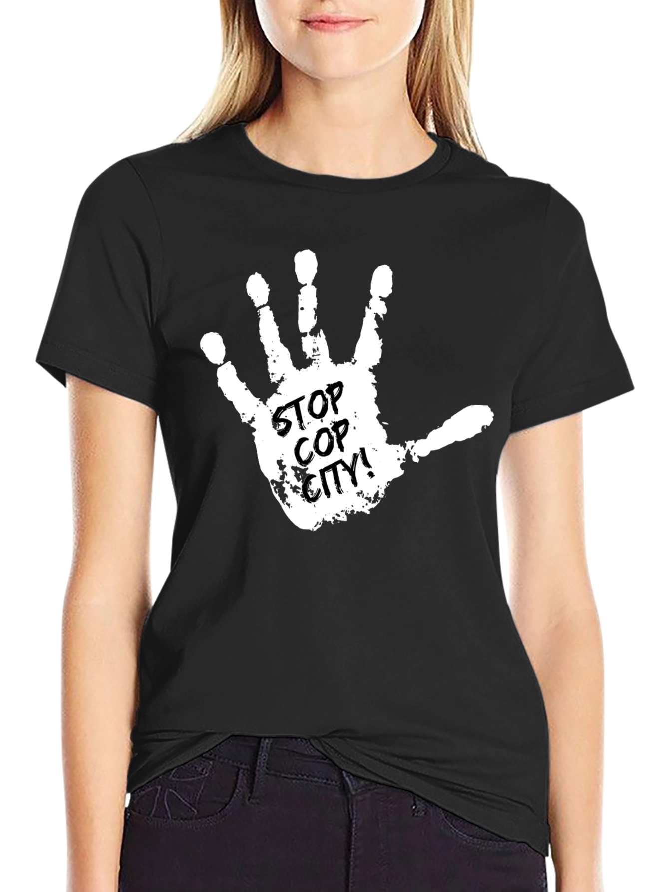 Stop Cop City T-Shirt - Protest Handprint