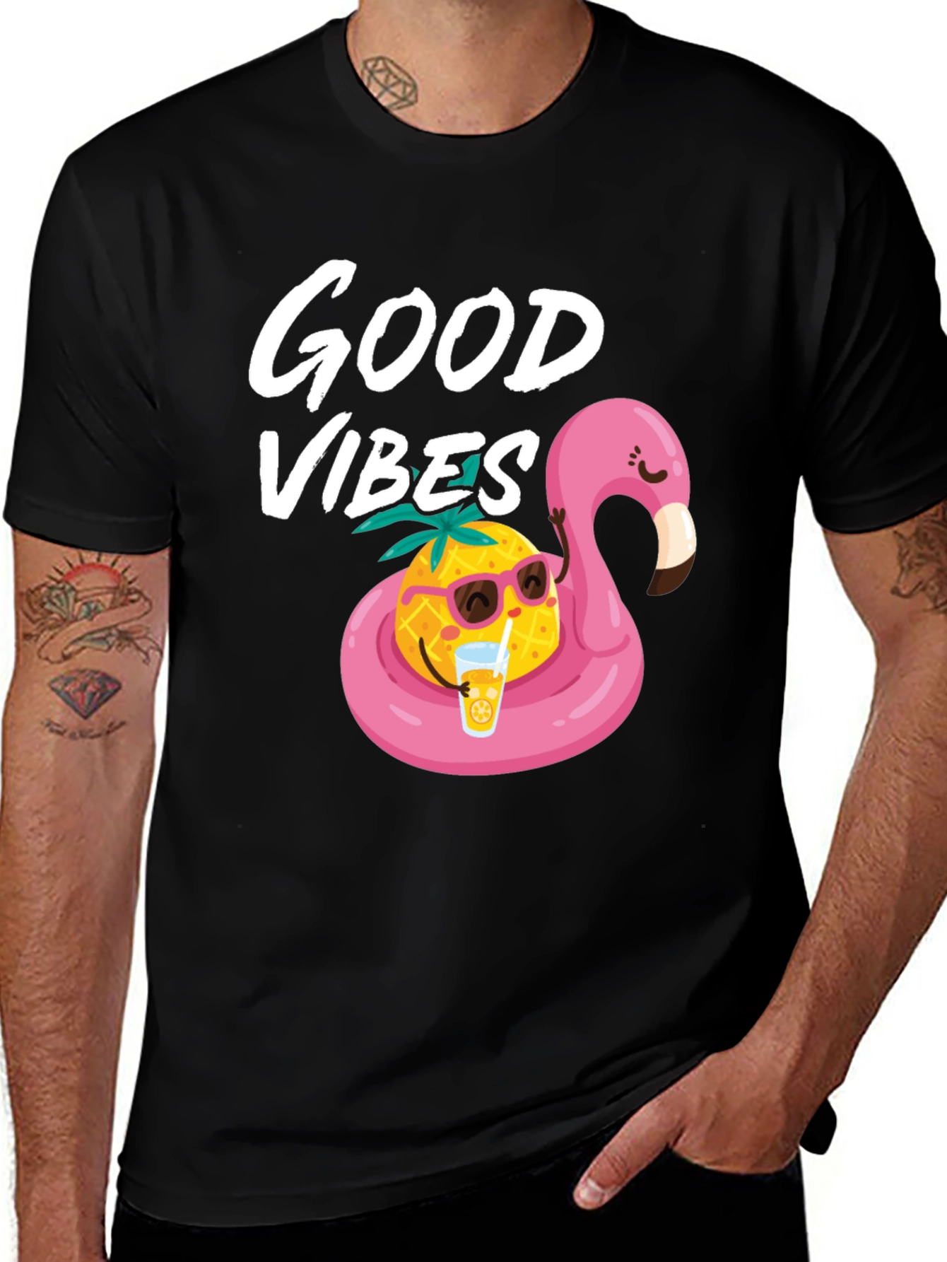 Good Vibes Pineapple Flamingo Graphic Tee