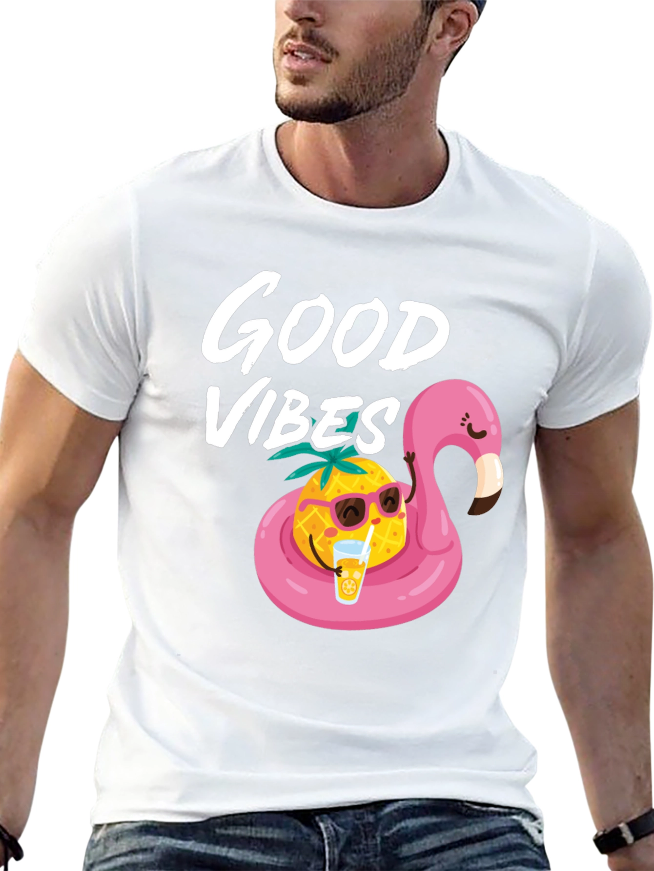 Good Vibes Pineapple Flamingo Graphic Tee