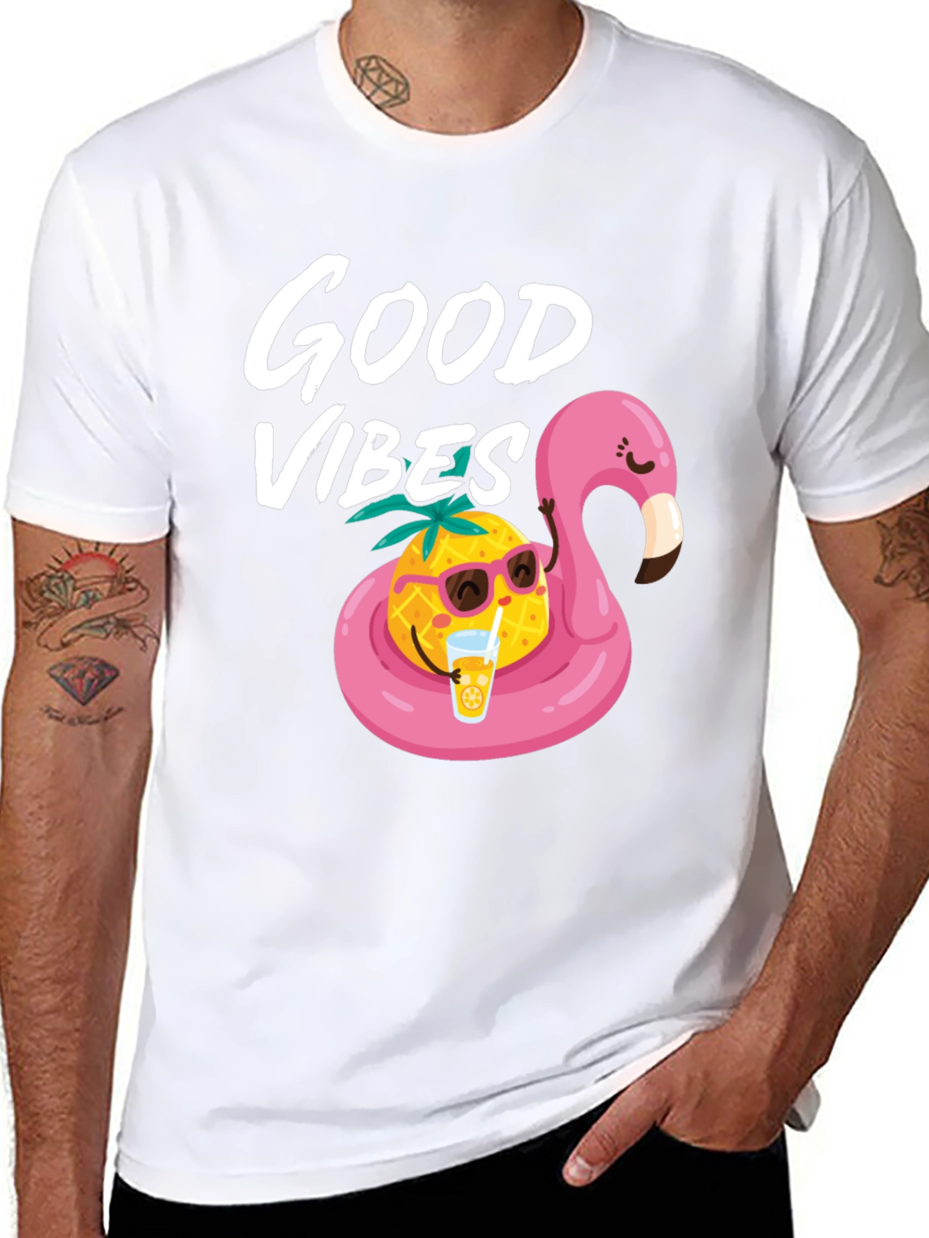 Good Vibes Pineapple Flamingo Graphic Tee