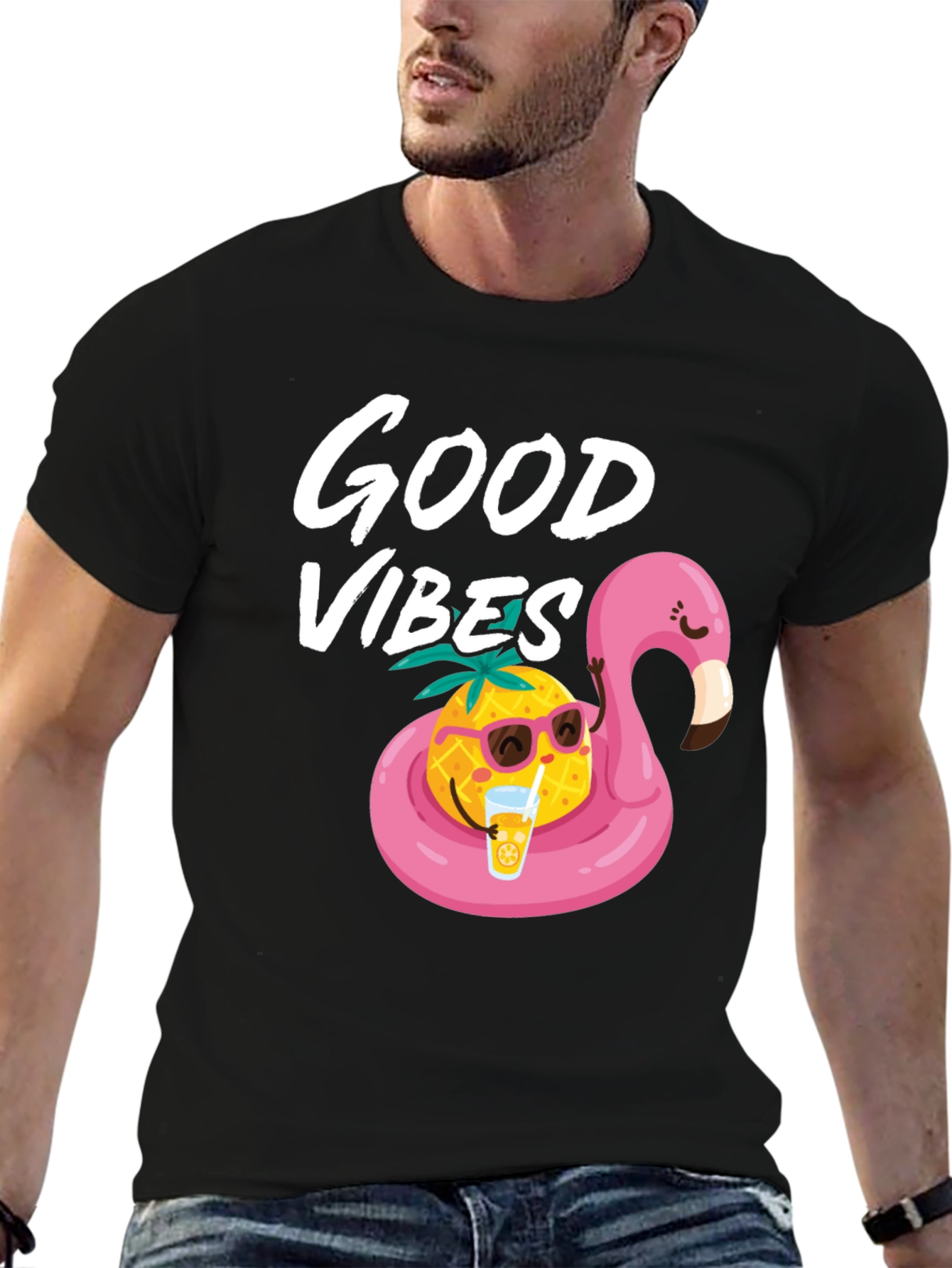 Good Vibes Pineapple Flamingo Graphic Tee