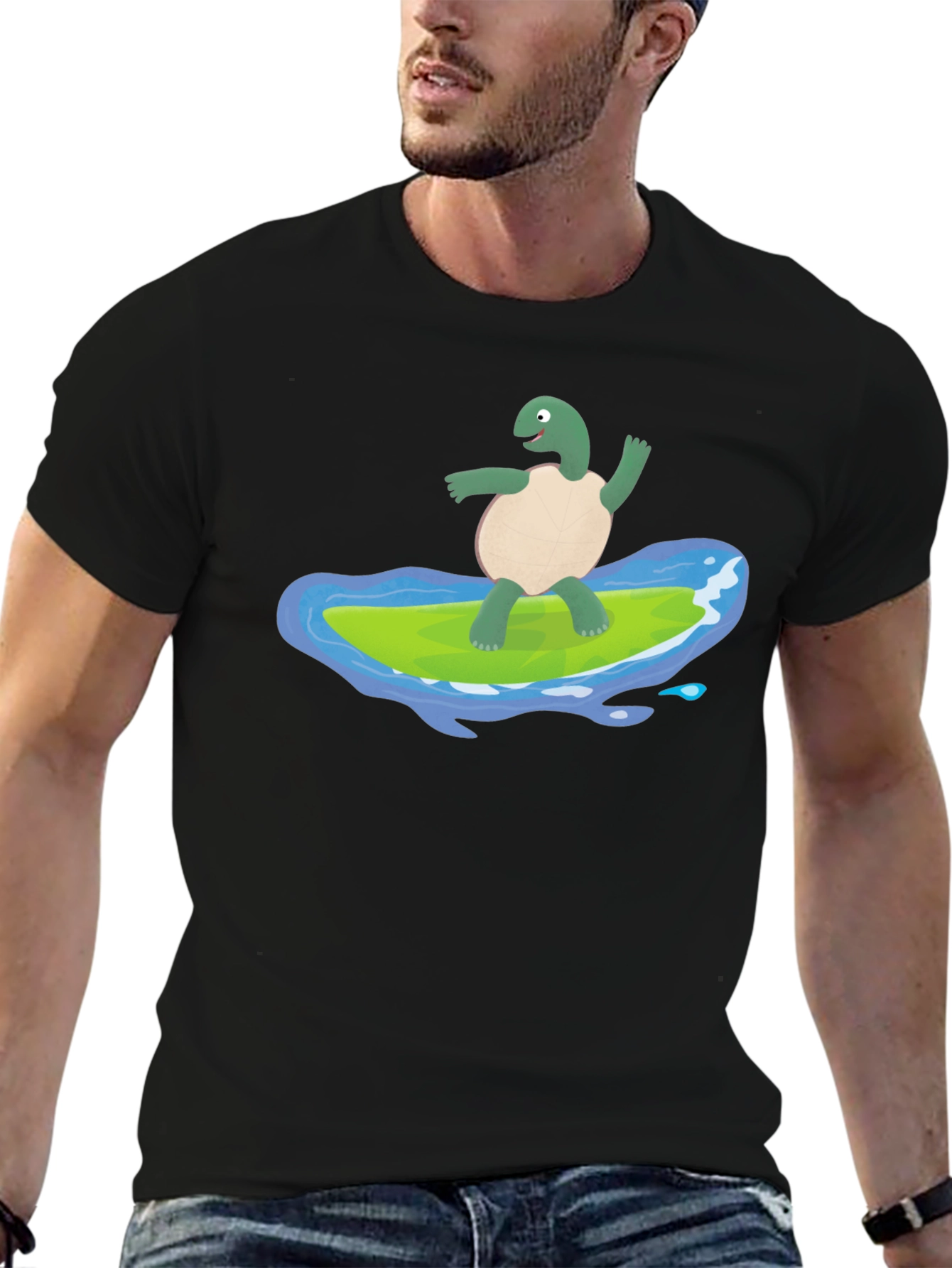 Surfing Turtle Graphic Tee - Cool Comfort