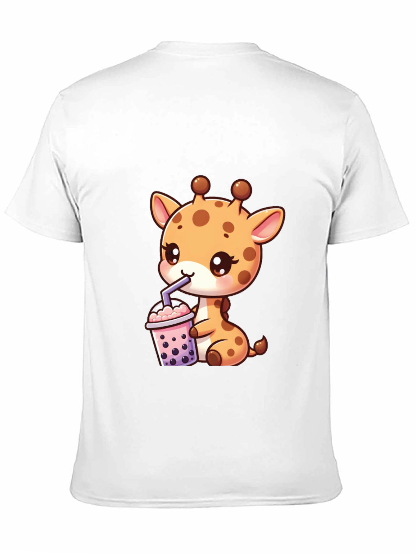 Cute Giraffe Boba Tea Graphic Tee - Black