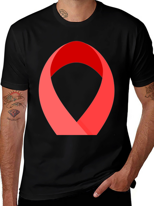 Abstract Red Ribbon Graphic Tee - Modern Casual Style