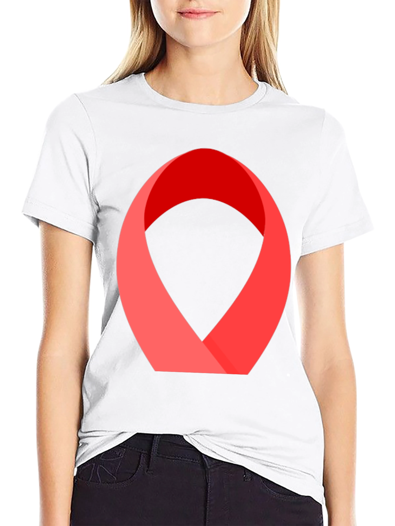 Abstract Red Ribbon Graphic Tee - Modern Casual Style