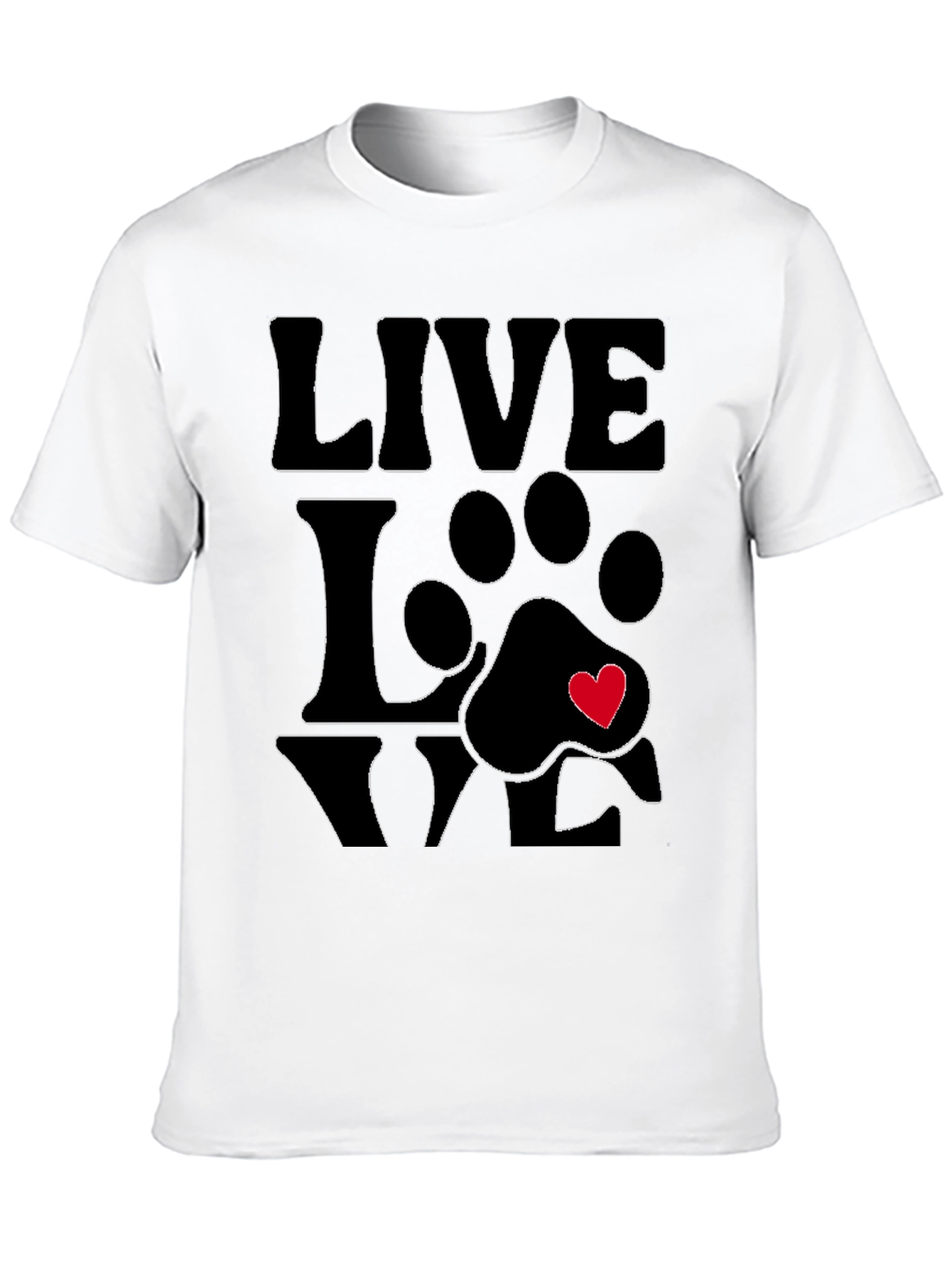 Live Love Paw Print T-Shirt - Pet Lover Tee