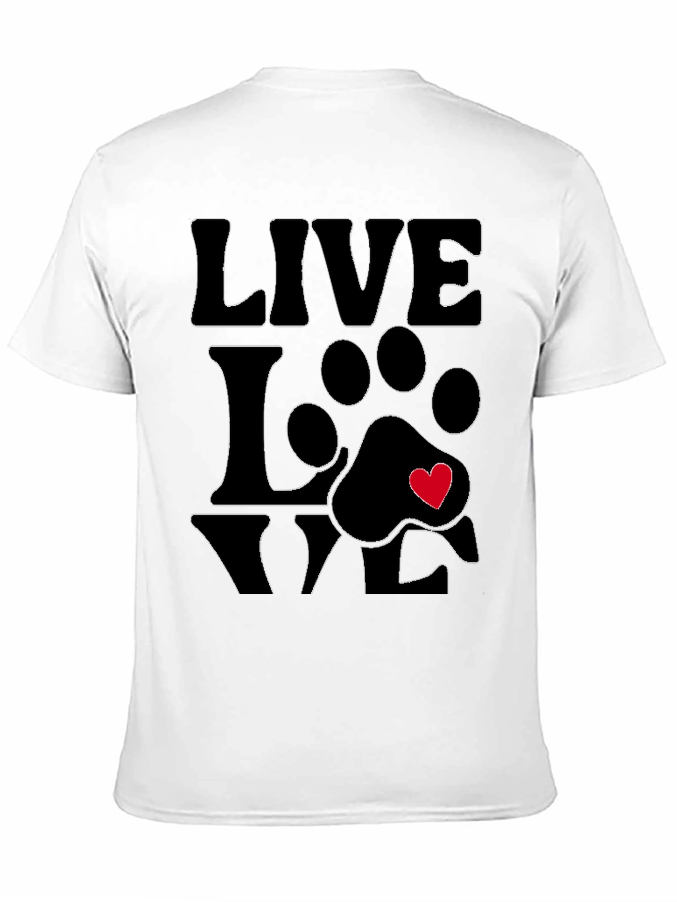 Live Love Paw Print T-Shirt - Pet Lover Tee