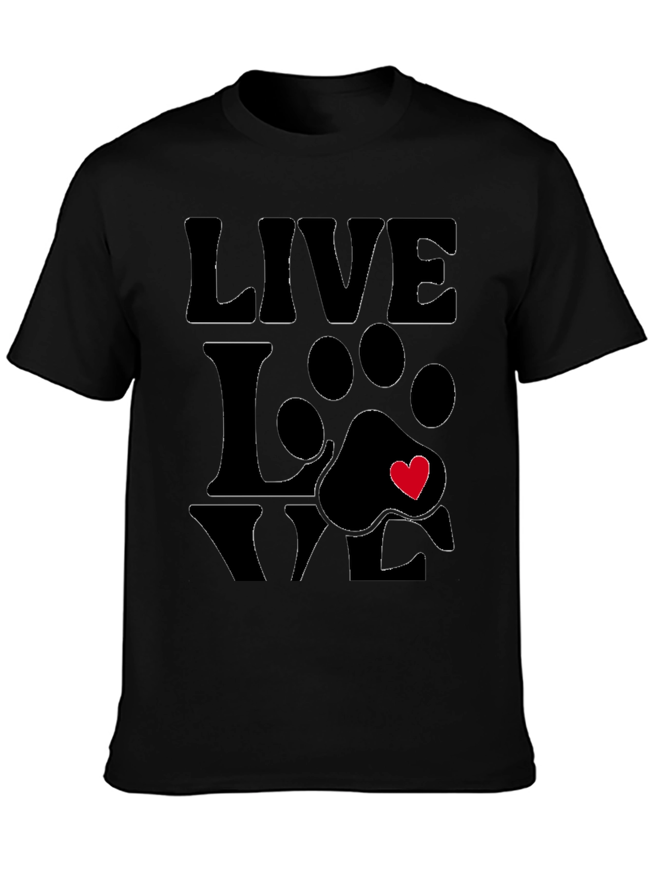 Live Love Paw Print T-Shirt - Pet Lover Tee