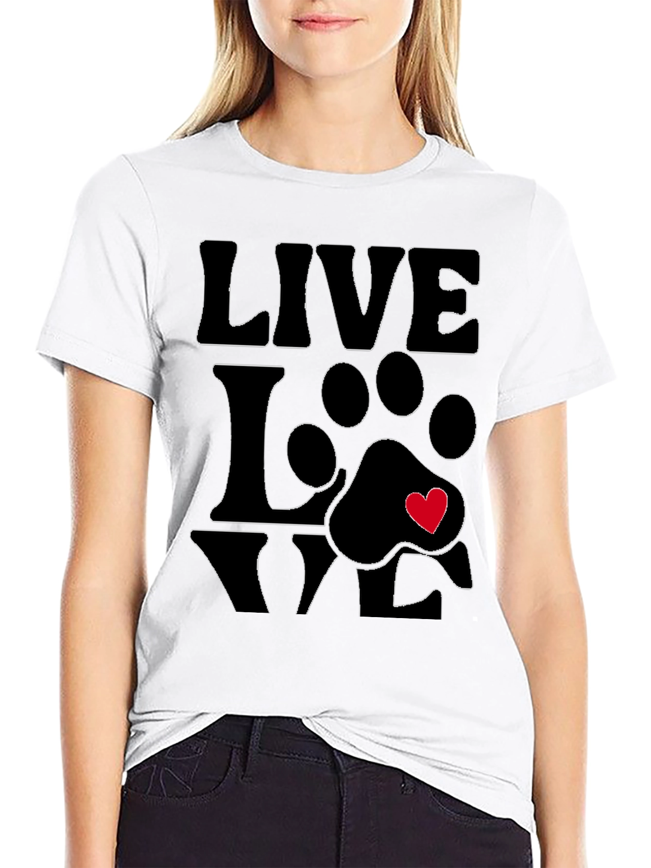 Live Love Paw Print T-Shirt - Pet Lover Tee