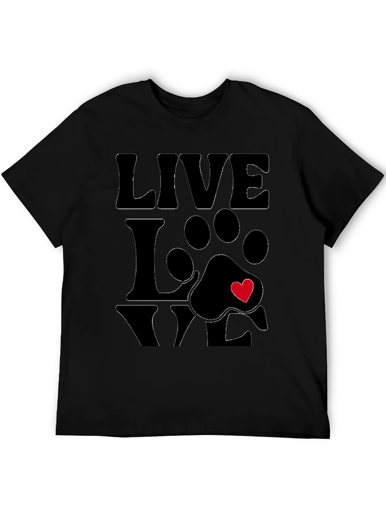 Live Love Paw Print T-Shirt - Pet Lover Tee