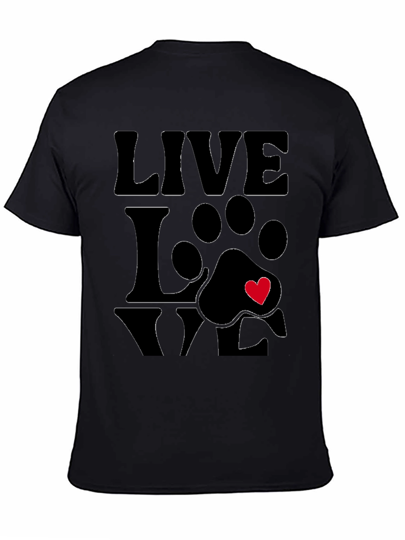 Live Love Paw Print T-Shirt - Pet Lover Tee