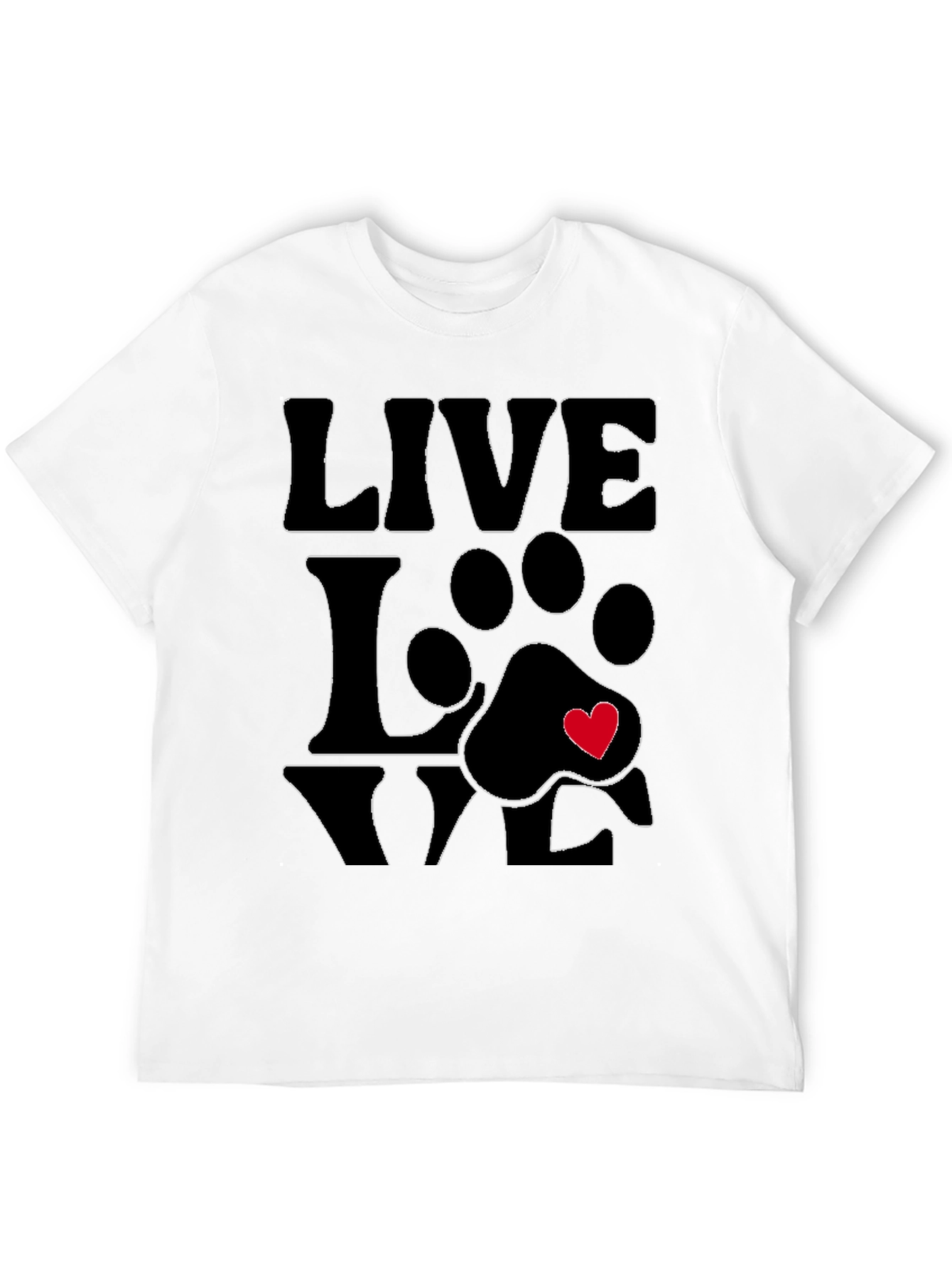 Live Love Paw Print T-Shirt - Pet Lover Tee