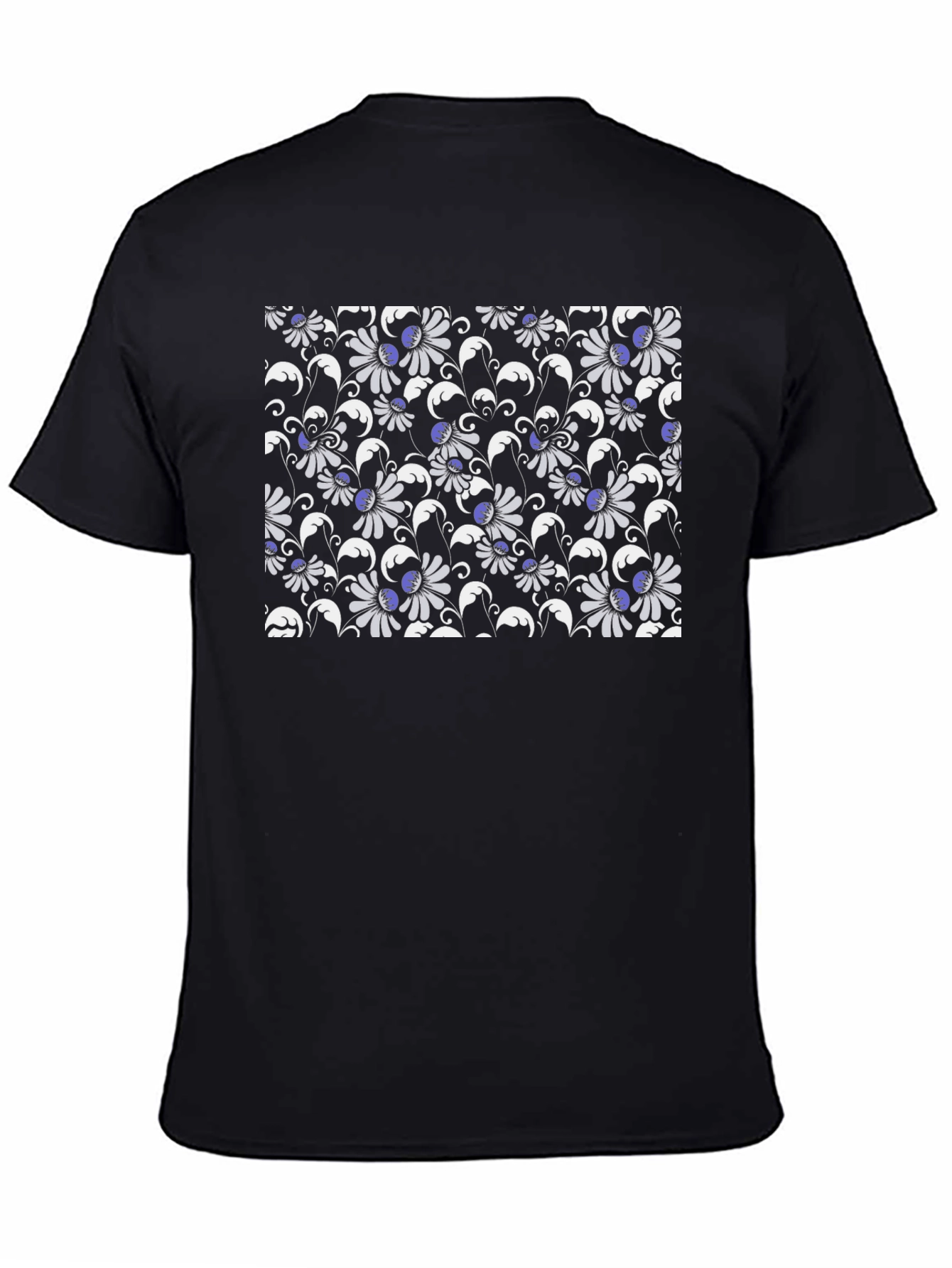 Floral Patterned Black T-Shirt