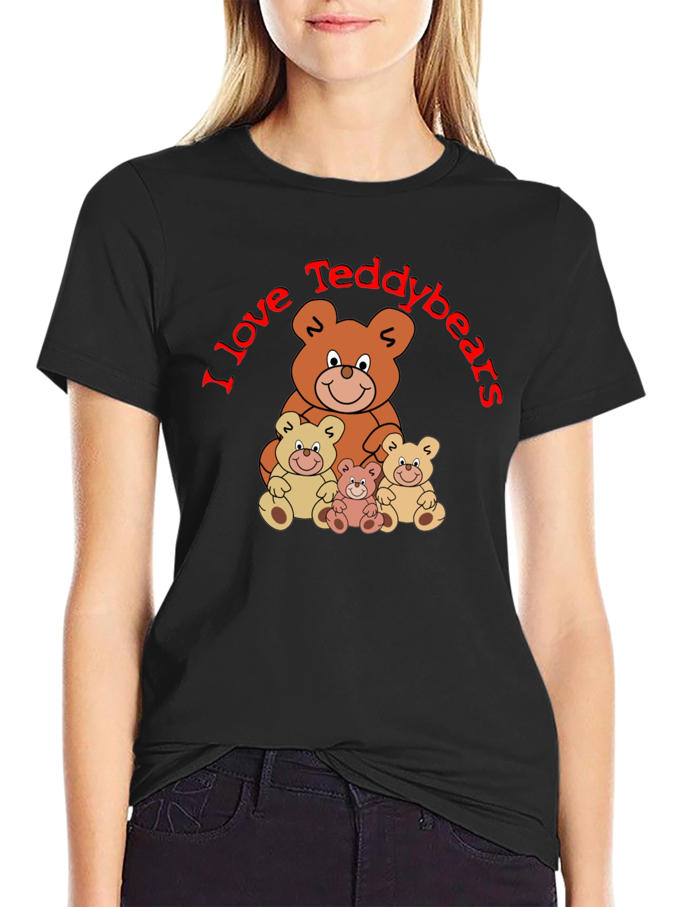 I Love Teddybears Black T-Shirt