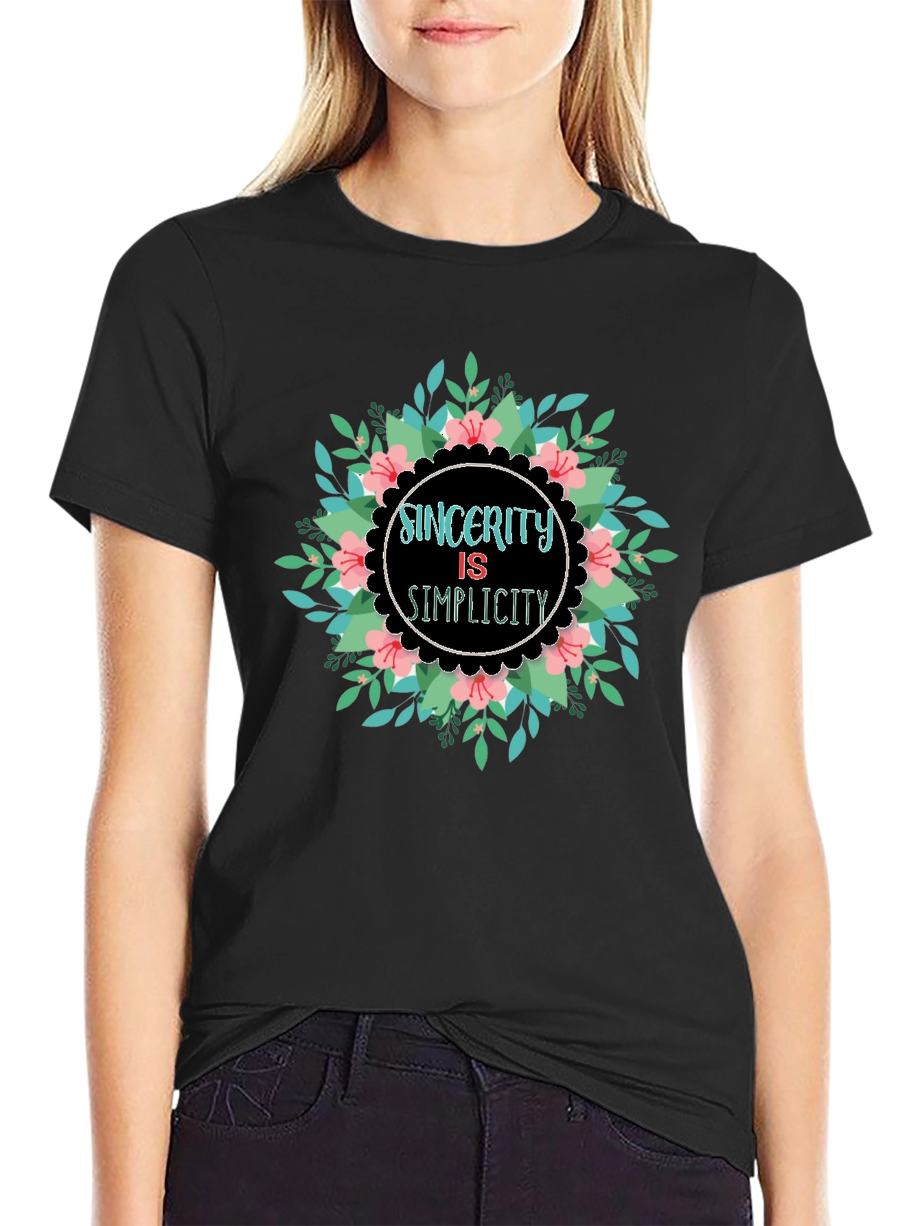 Sincerity is Simplicity Floral Graphic Tee