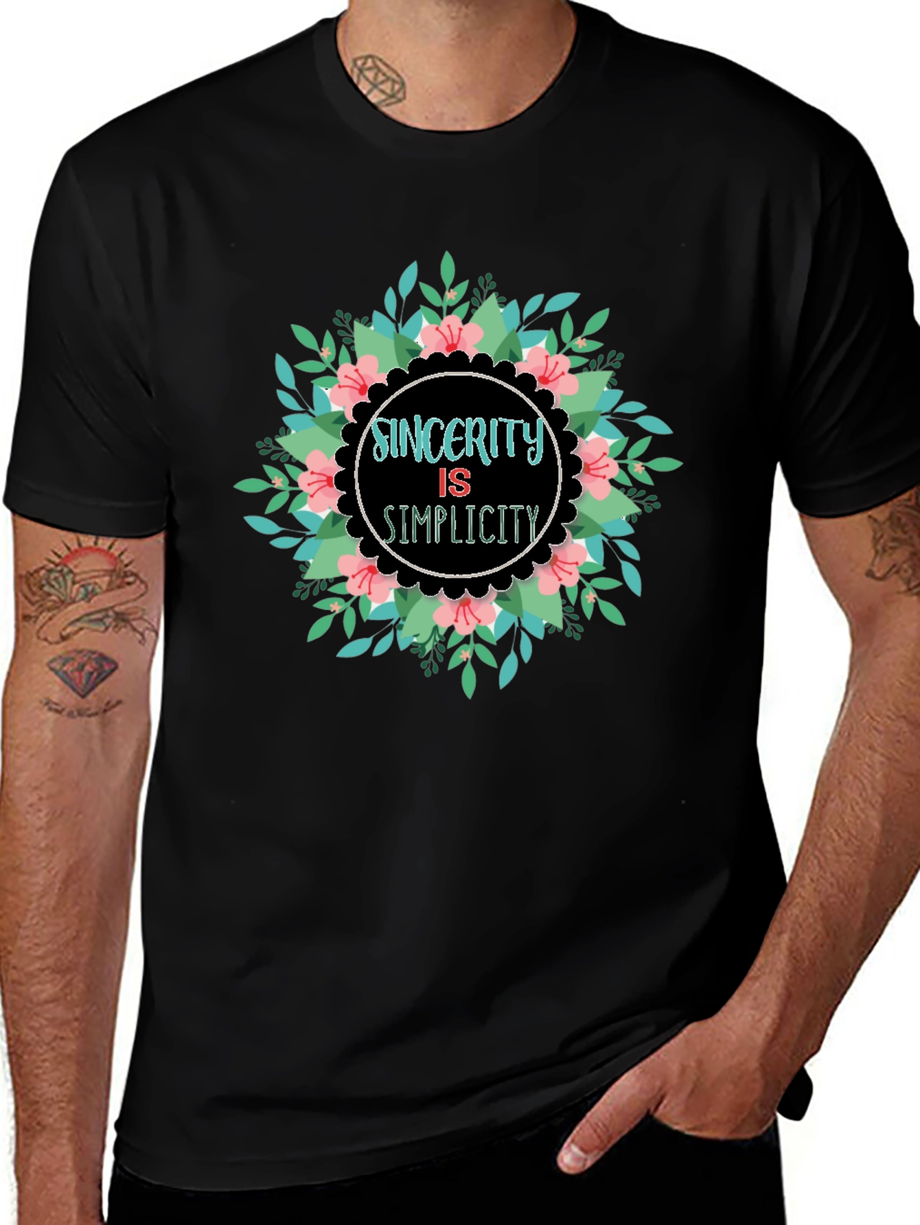 Sincerity is Simplicity Floral Graphic Tee