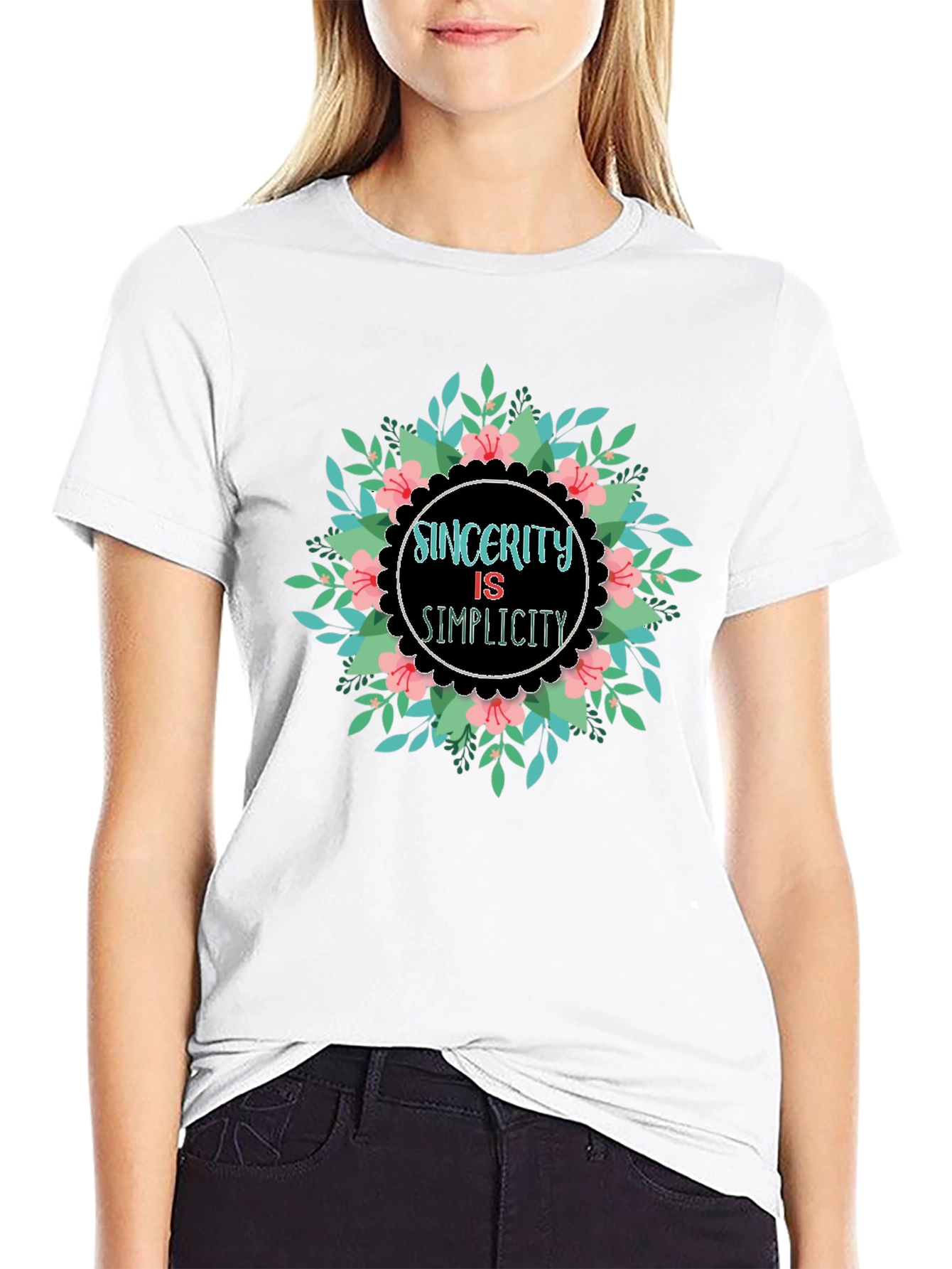 Sincerity is Simplicity Floral Graphic Tee