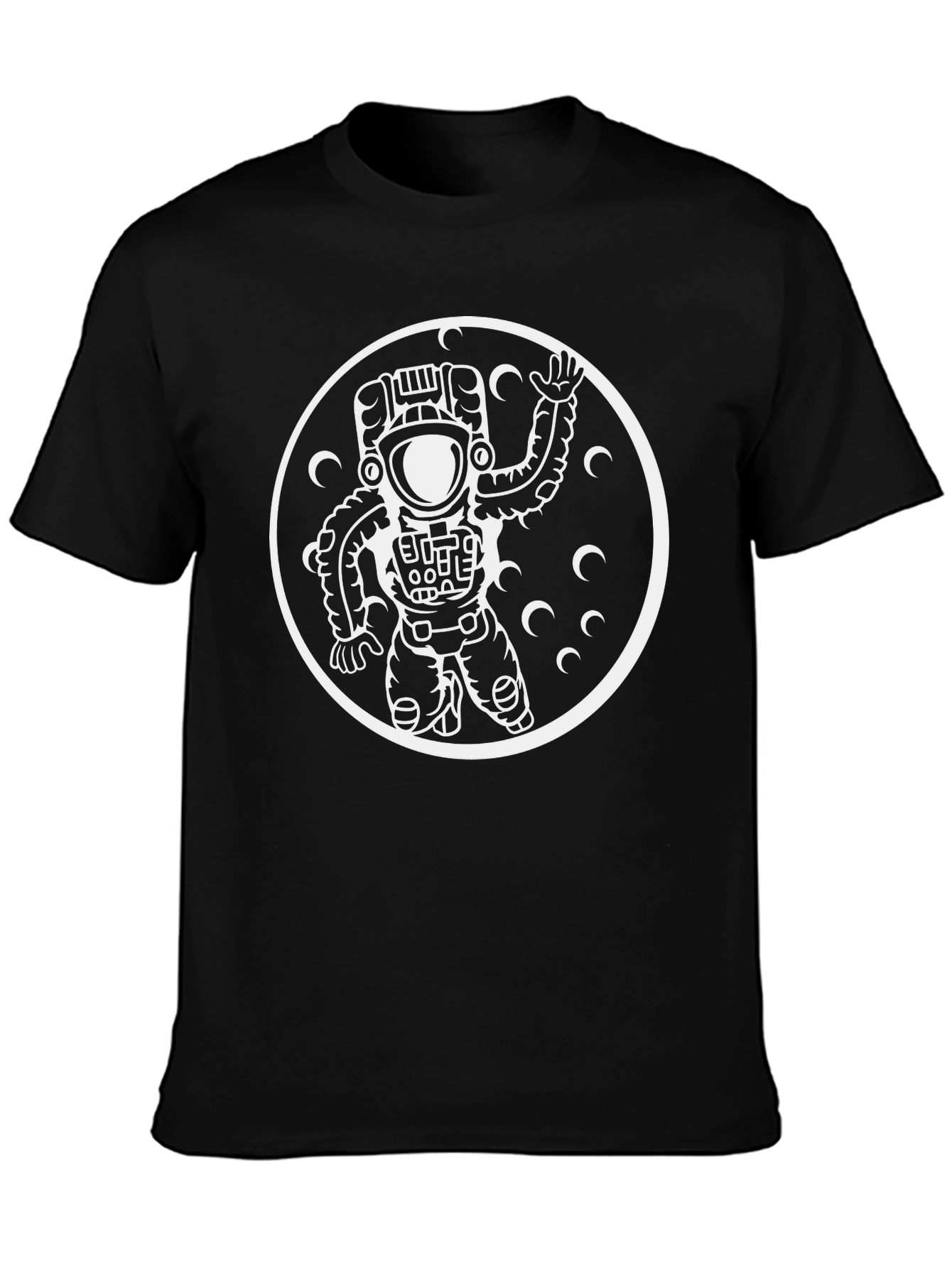 Astronaut Graphic Tee - Black Crew Neck Cotton T-Shirt