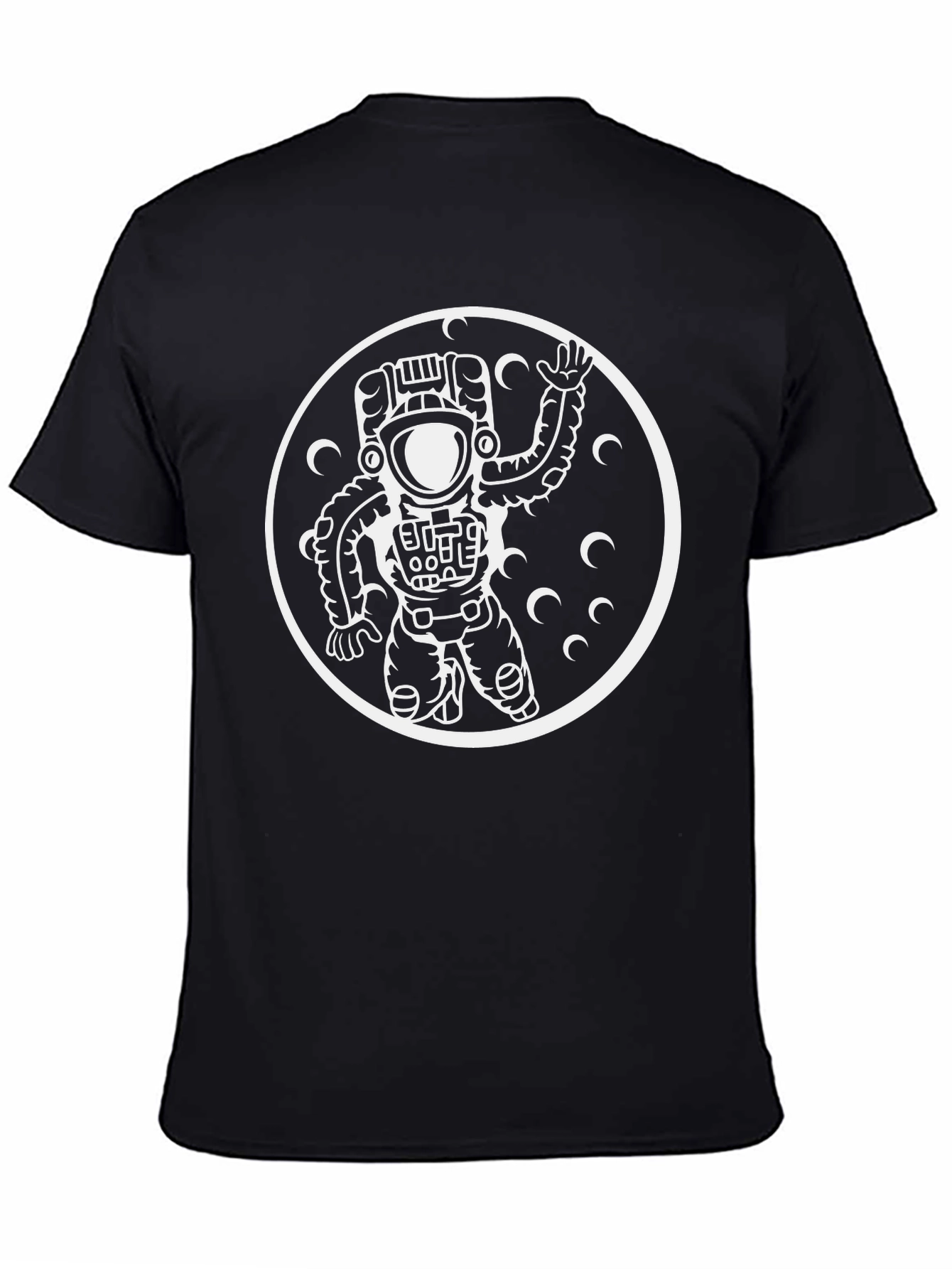Astronaut Graphic Tee - Black Crew Neck Cotton T-Shirt