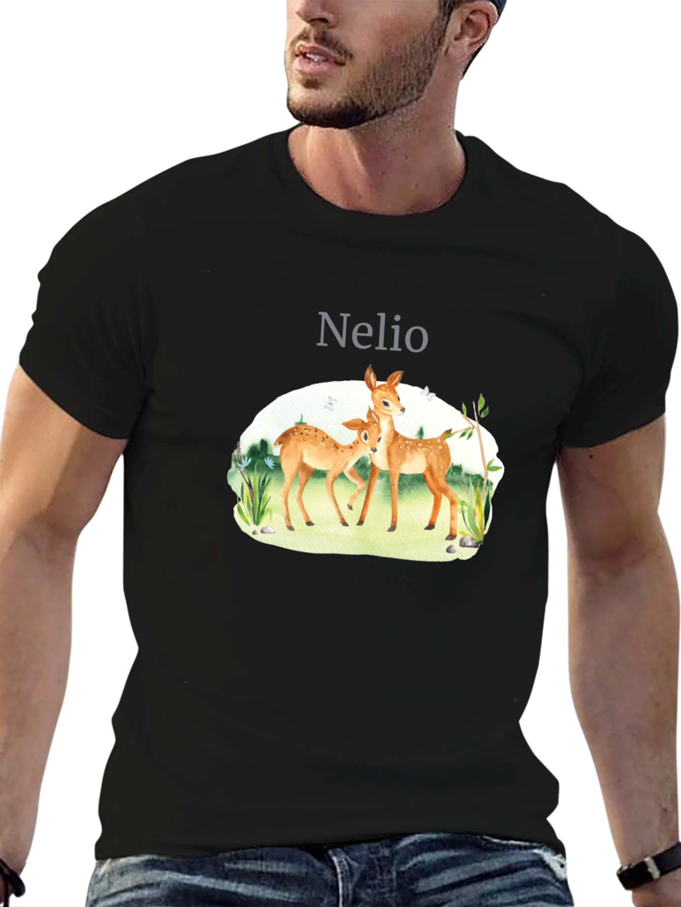 Nature Deer Graphic Tee - Soft Cotton Blend