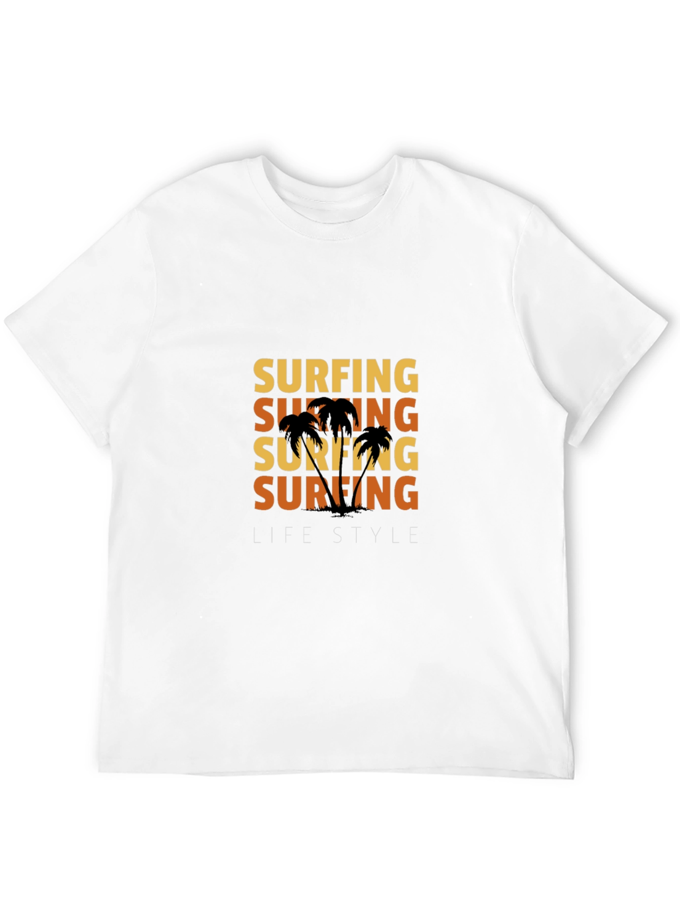 Surfing Lifestyle Graphic Print Black T-Shirt