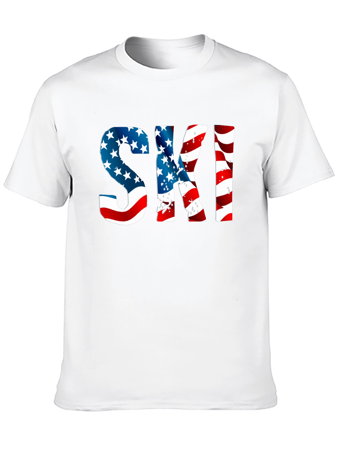 Patriotic American Flag Ski T-Shirt