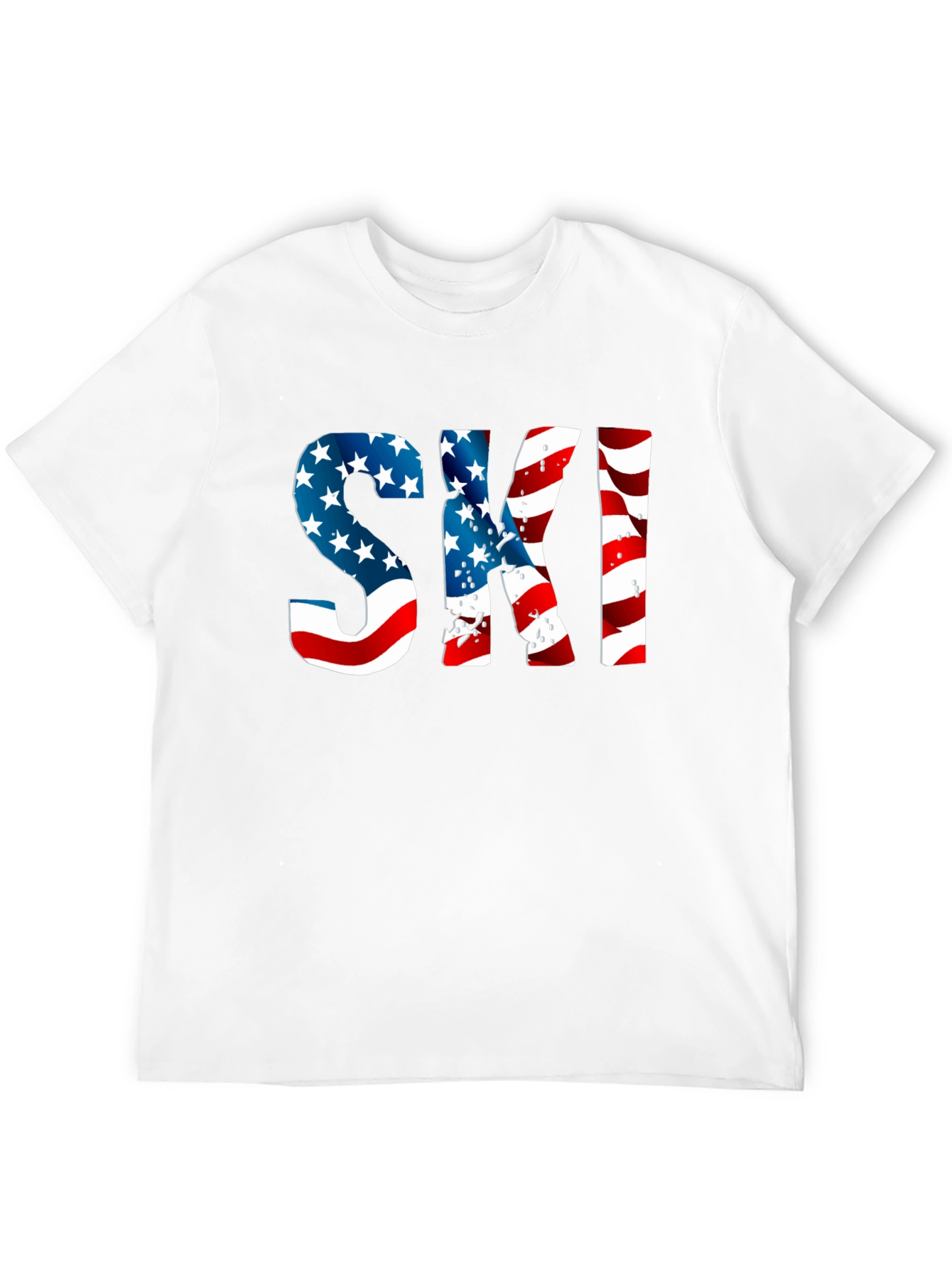 Patriotic American Flag Ski T-Shirt