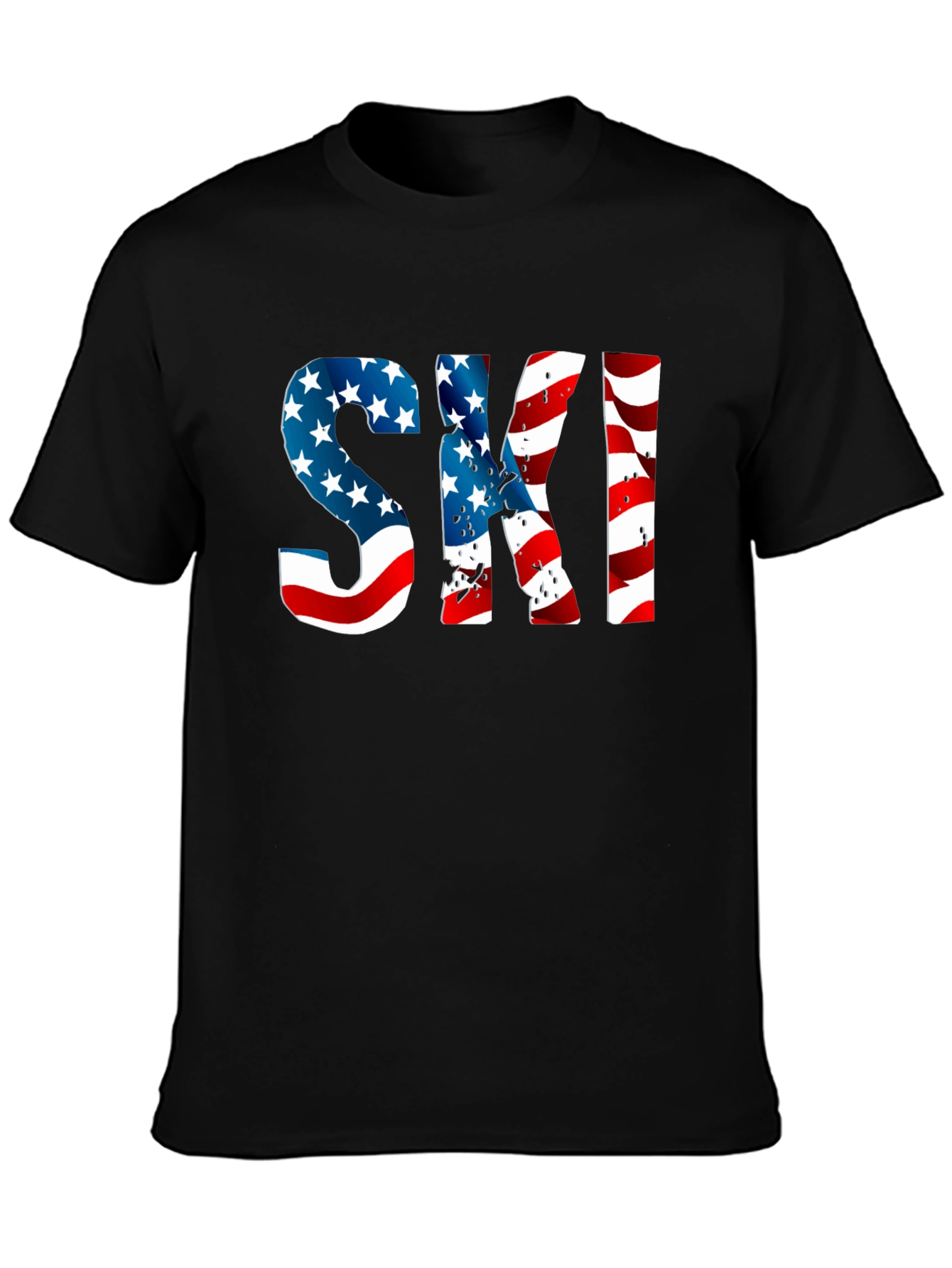 Patriotic American Flag Ski T-Shirt