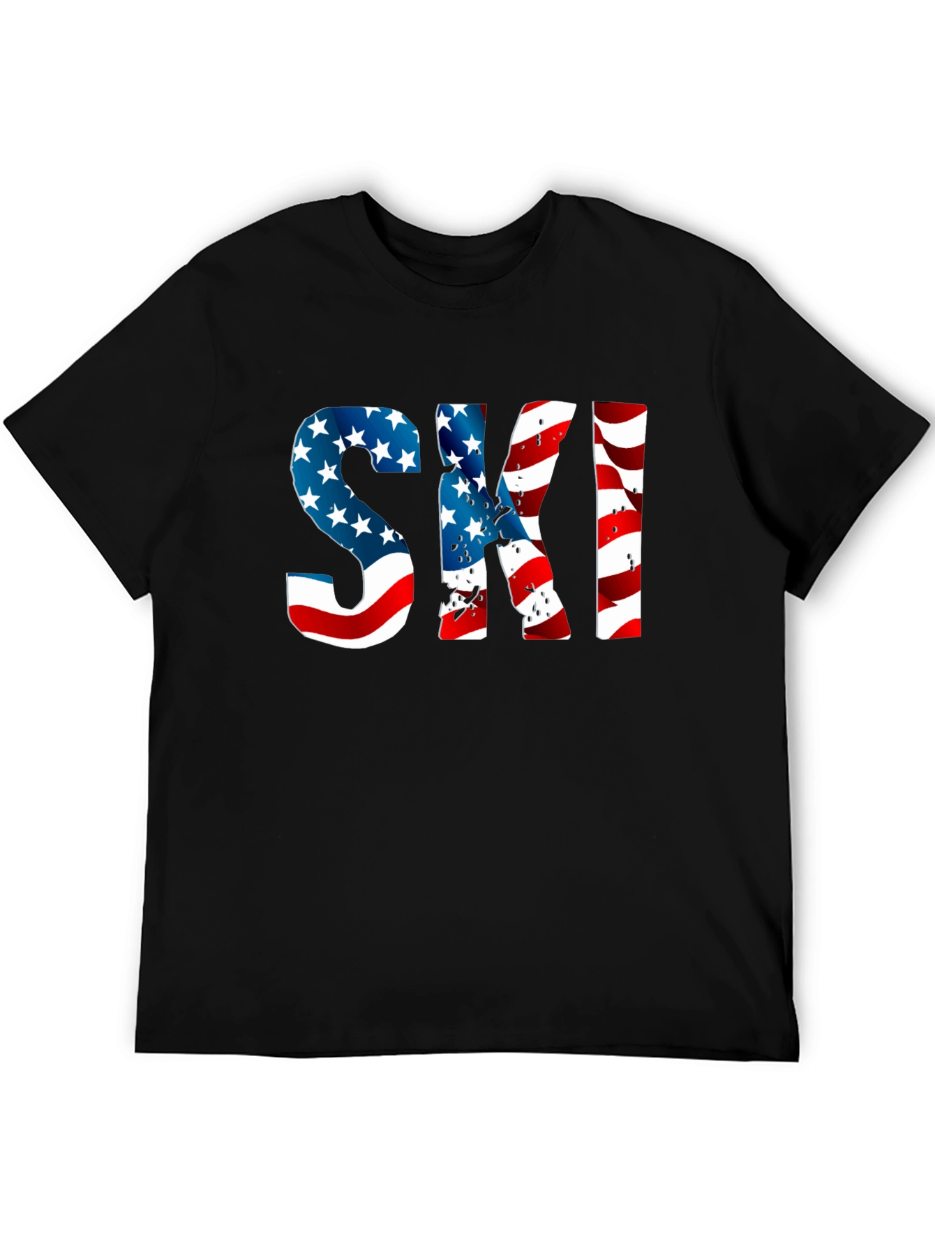 Patriotic American Flag Ski T-Shirt