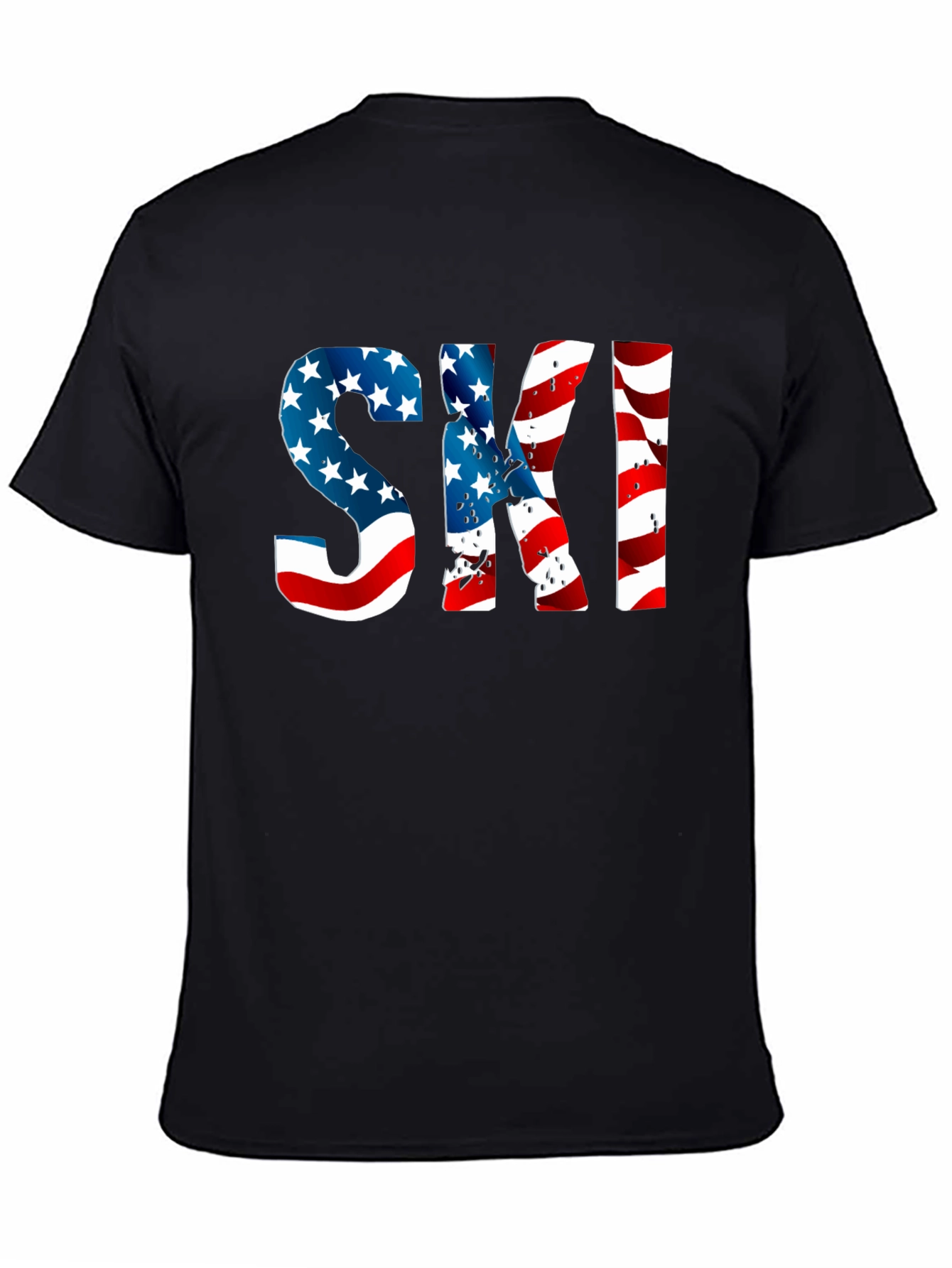Patriotic American Flag Ski T-Shirt