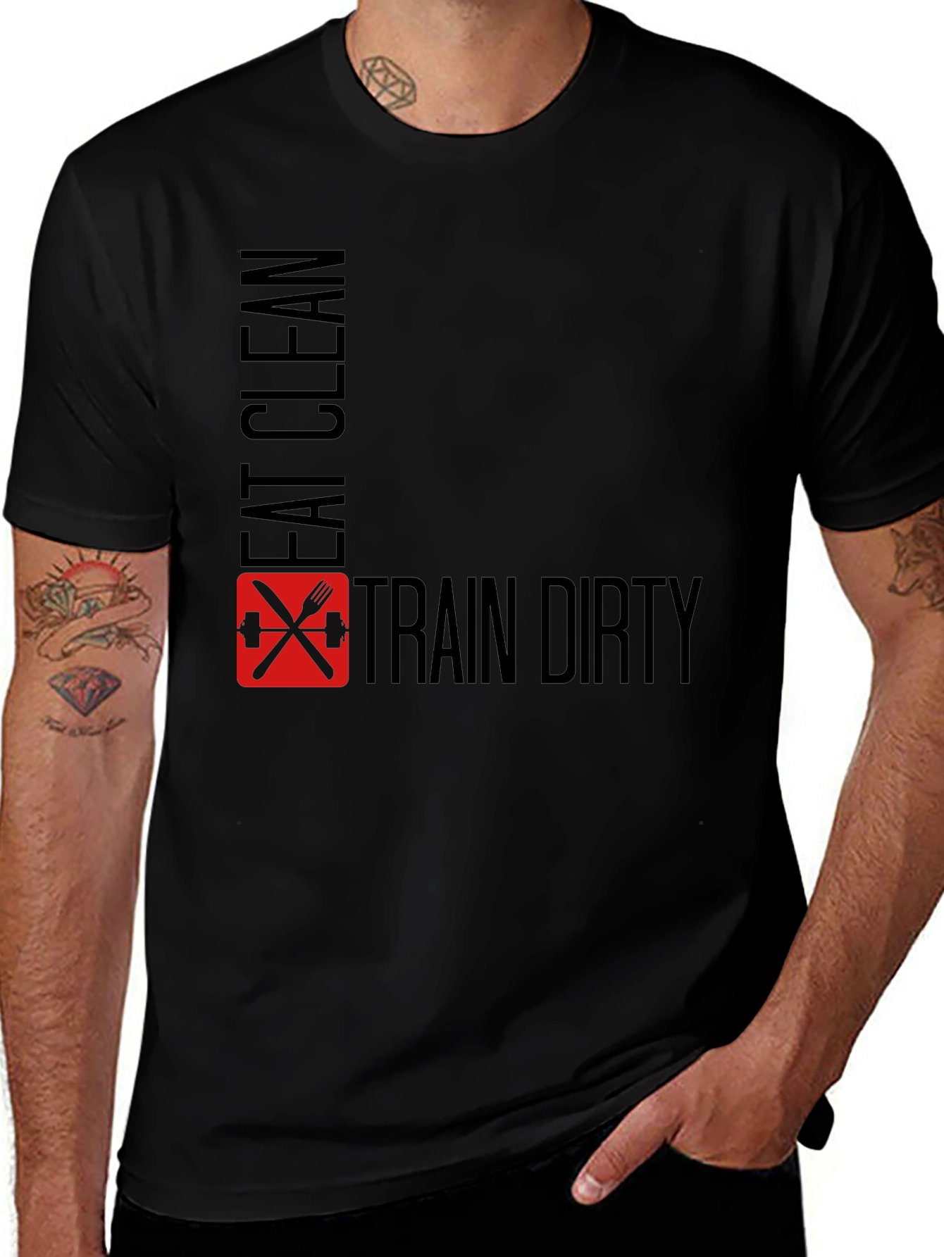 Eat Clean Train Dirty Black Graphic Tee