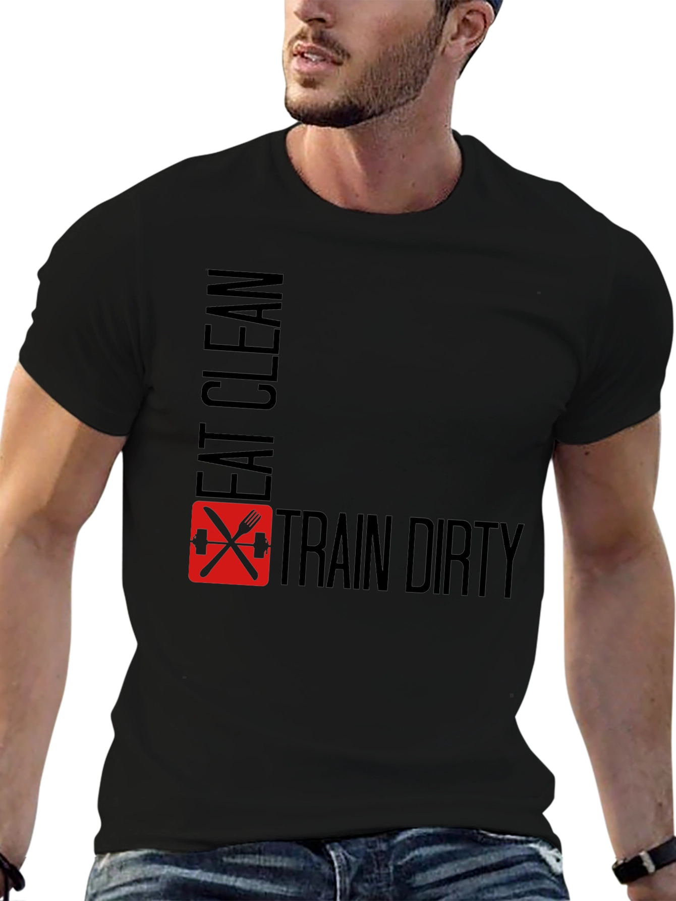 Eat Clean Train Dirty Black Graphic Tee