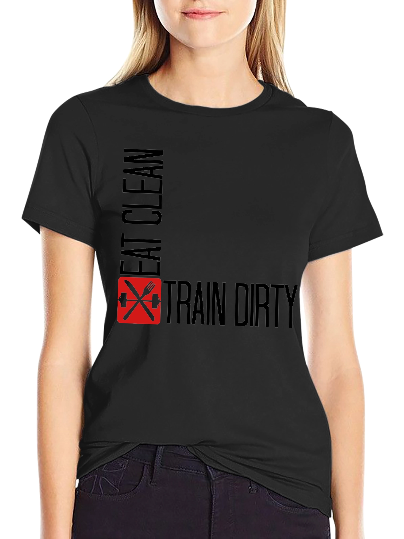 Eat Clean Train Dirty Black Graphic Tee