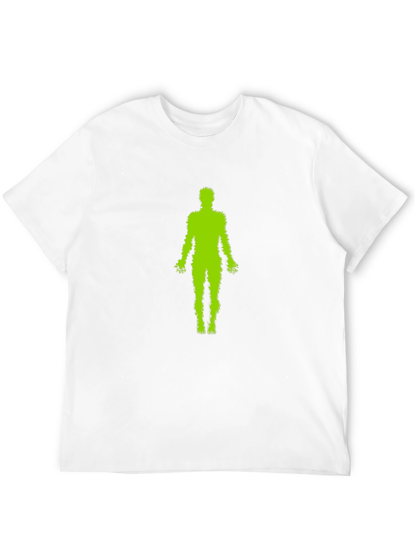 Green Fuzzy Human Black T-Shirt