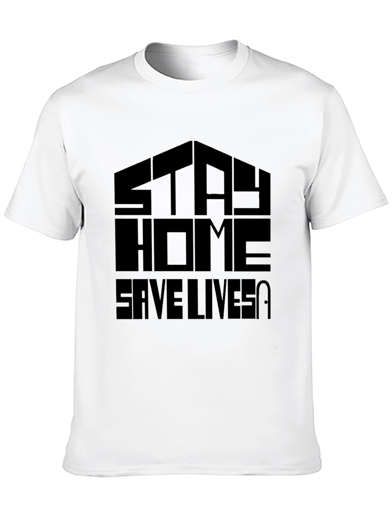 Stay Home Save Lives Black Graphic T-Shirt