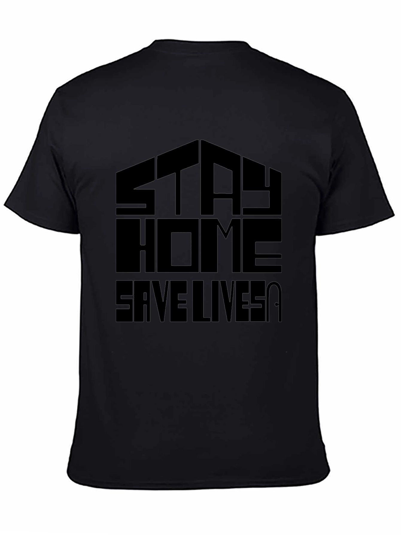 Stay Home Save Lives Black Graphic T-Shirt